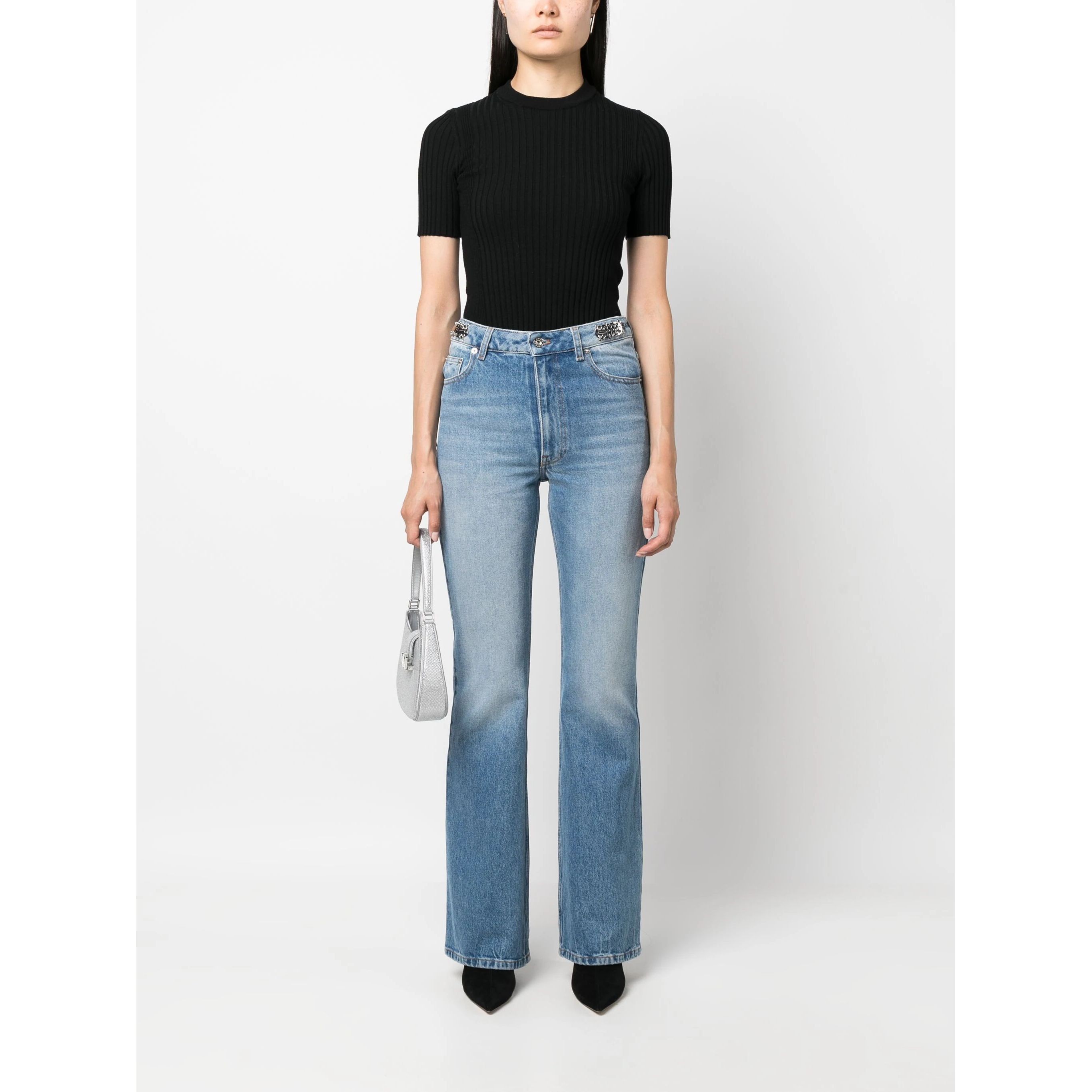 PACO RABANNE Platėjantys džinsai moterims, Mėlyna, FLARE PANTS 2
