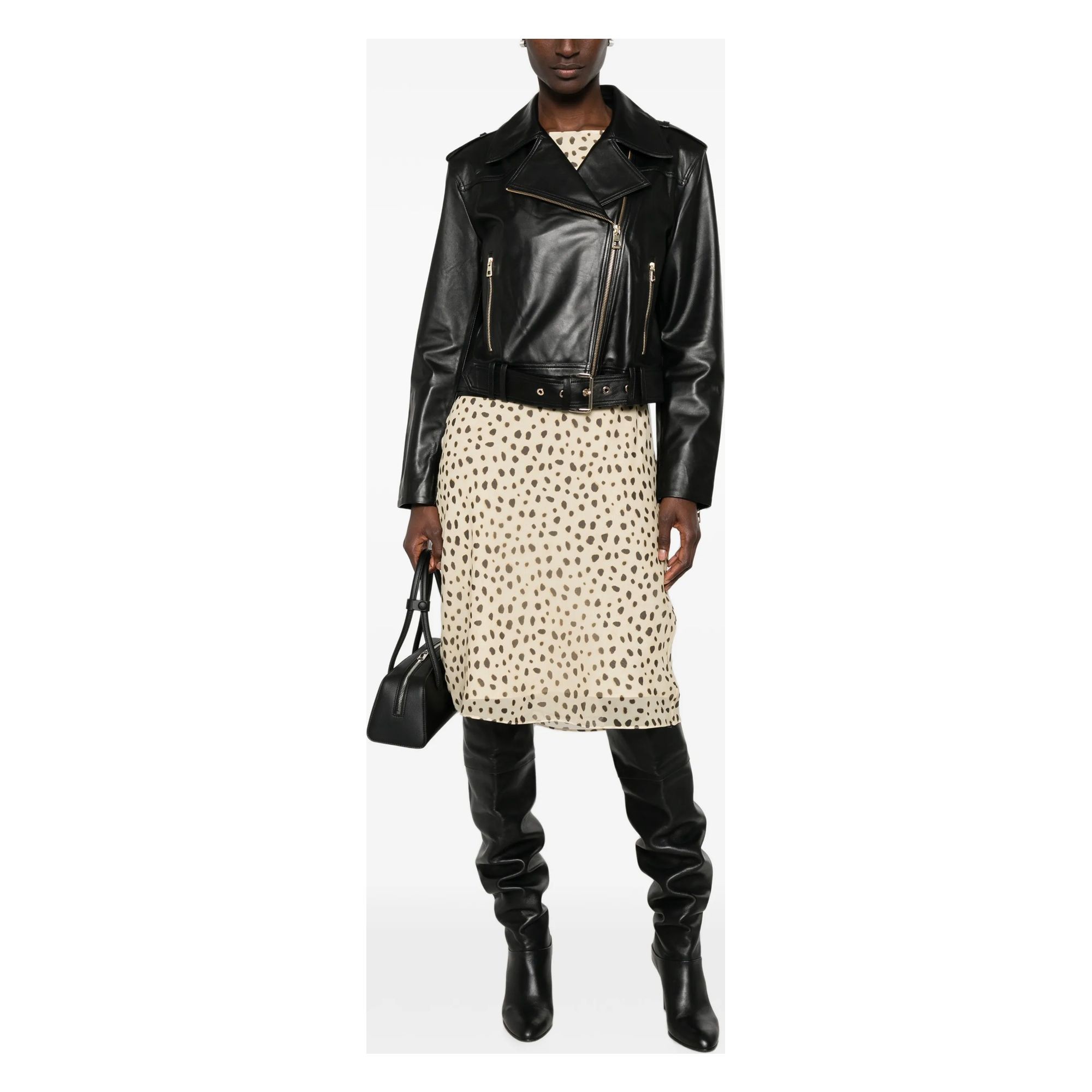ADRIANNA FERETTI Odinė striukė moterims, Juoda, Leather jacket 2