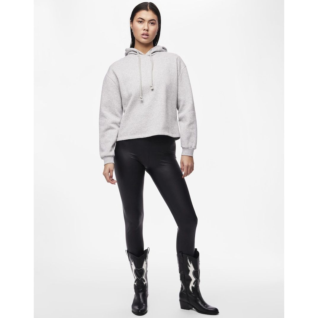 PIECES Odinės kelnės moterims, Juoda, New shiny fleece leggings 5