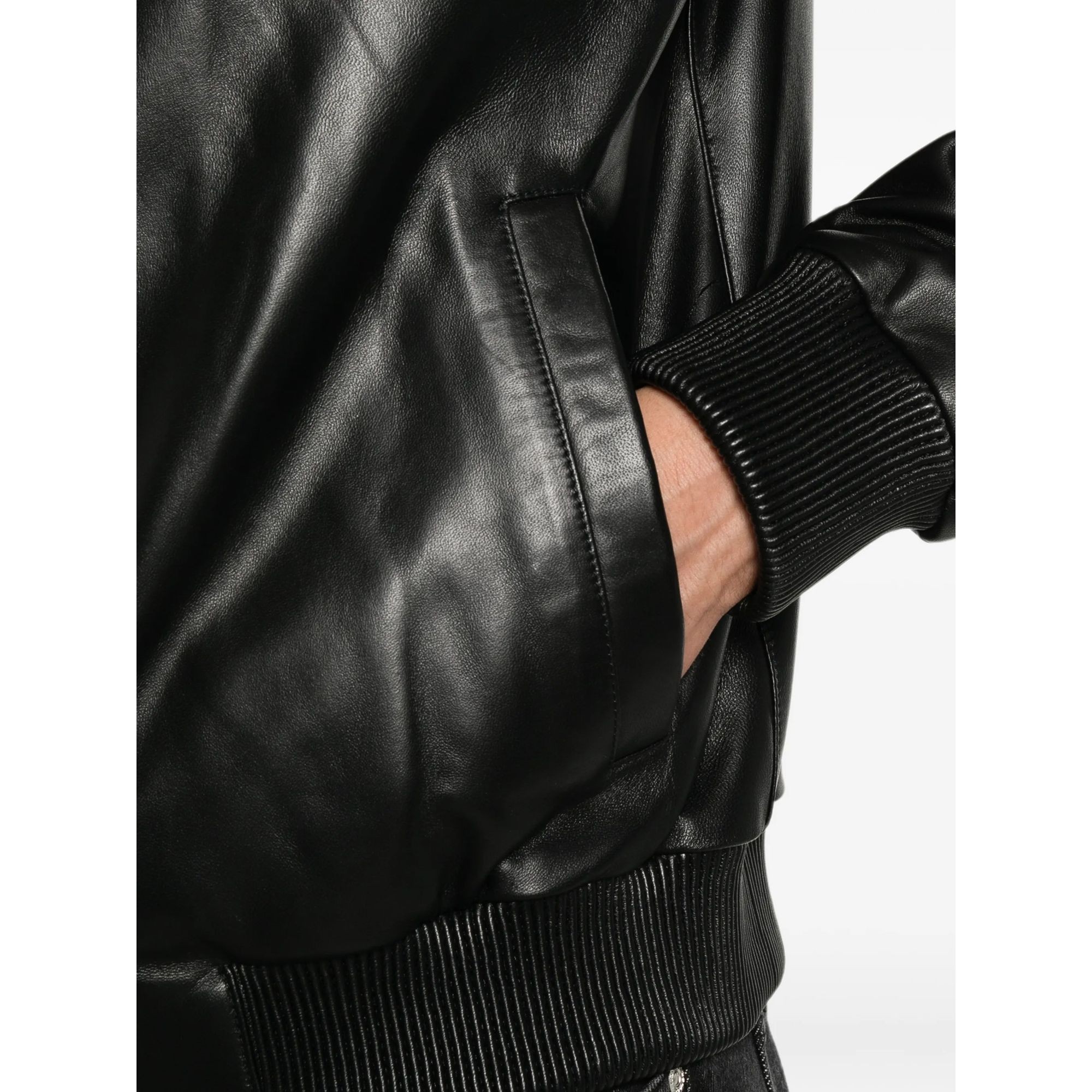 SERGIO MORETTI Odinė striukė vyrams, Juoda, Leather jacket 5