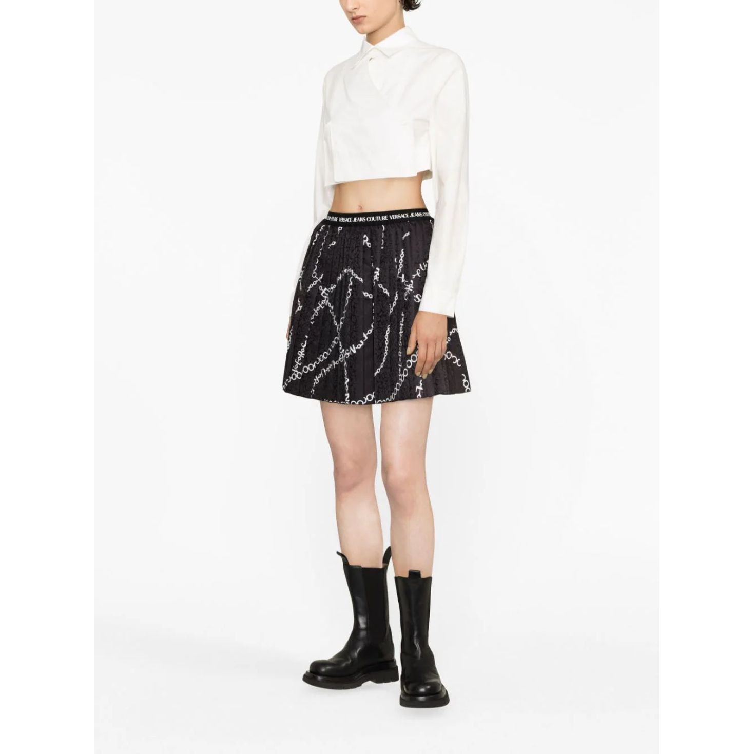 VERSACE JEANS CUTURE Mini sijonas moterims, Juoda, Mini skirt 3