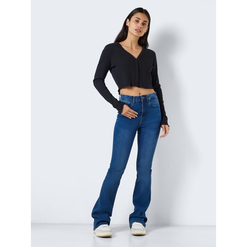 NOISY MAY Kardiganas moterims, Juoda, NMDRAKEY L/S CROPPED 4