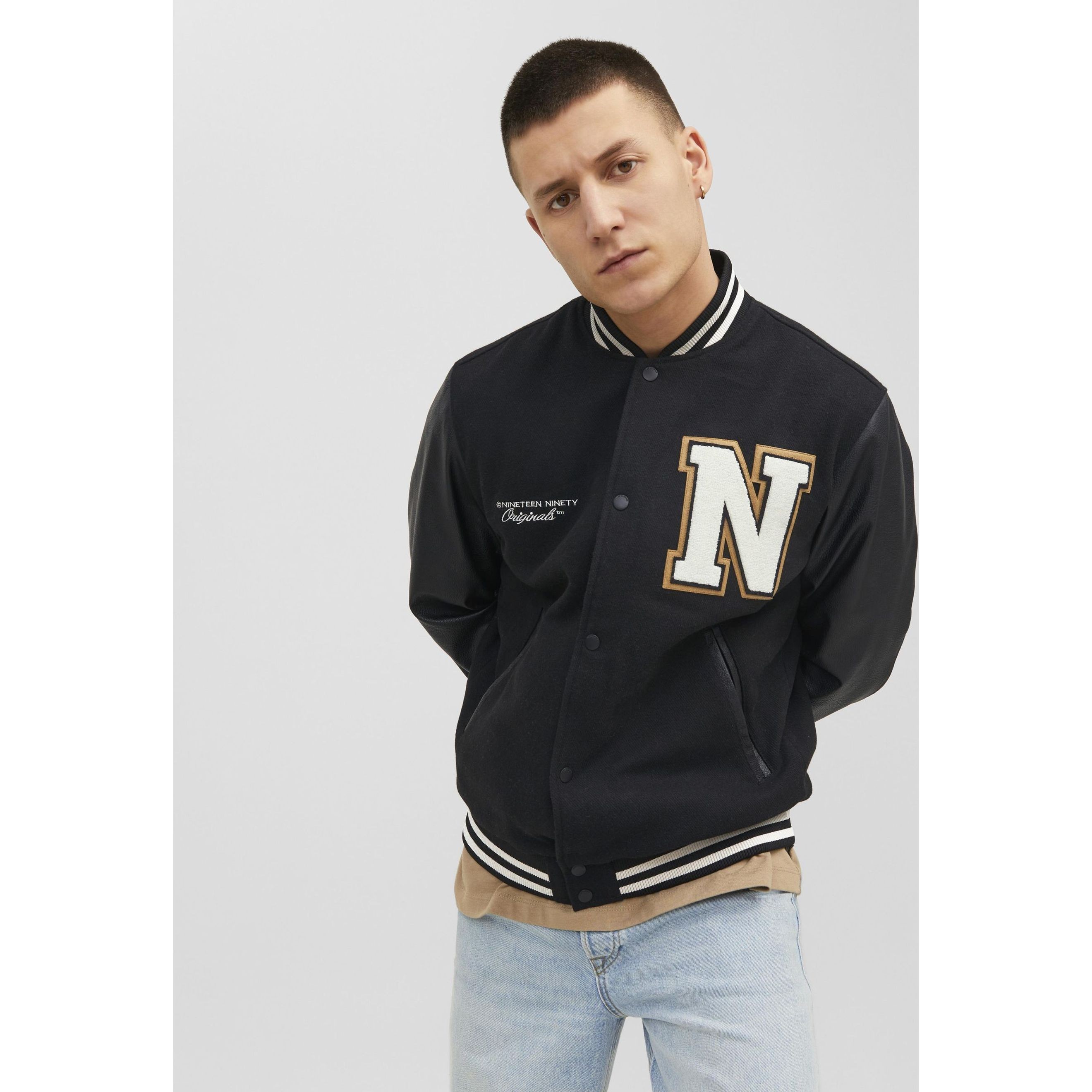 JACK & JONES Striukė vyrams, Juoda, JORCOLLEGE WOOL BLEND 7