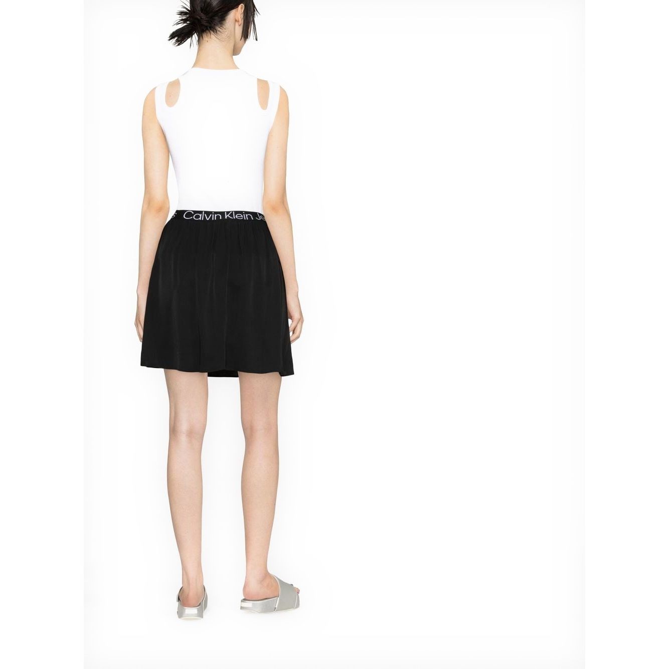 CALVIN KLEIN JEANS Mini sijonas moterims, Juoda, Logo elastic mini skirt 3