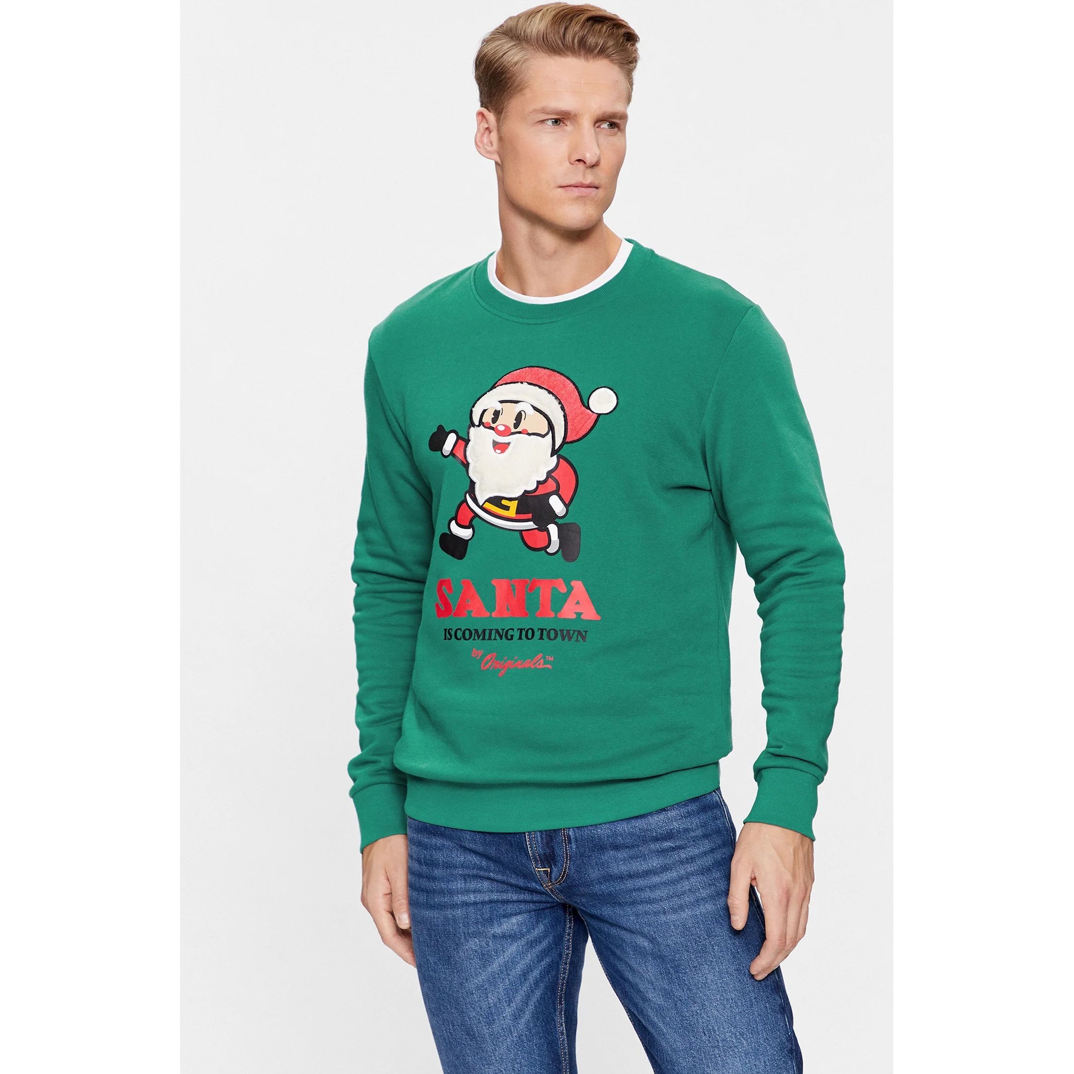 JACK & JONES Megztinis vyrams, Žalia, JORXMAS SWEAT CREW 2