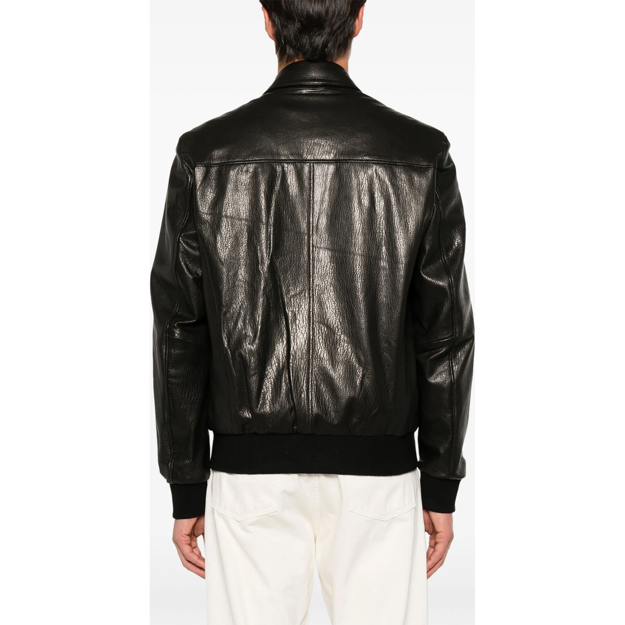 SERGIO MORETTI Odinė striukė vyrams, Juoda, Leather jacket 4