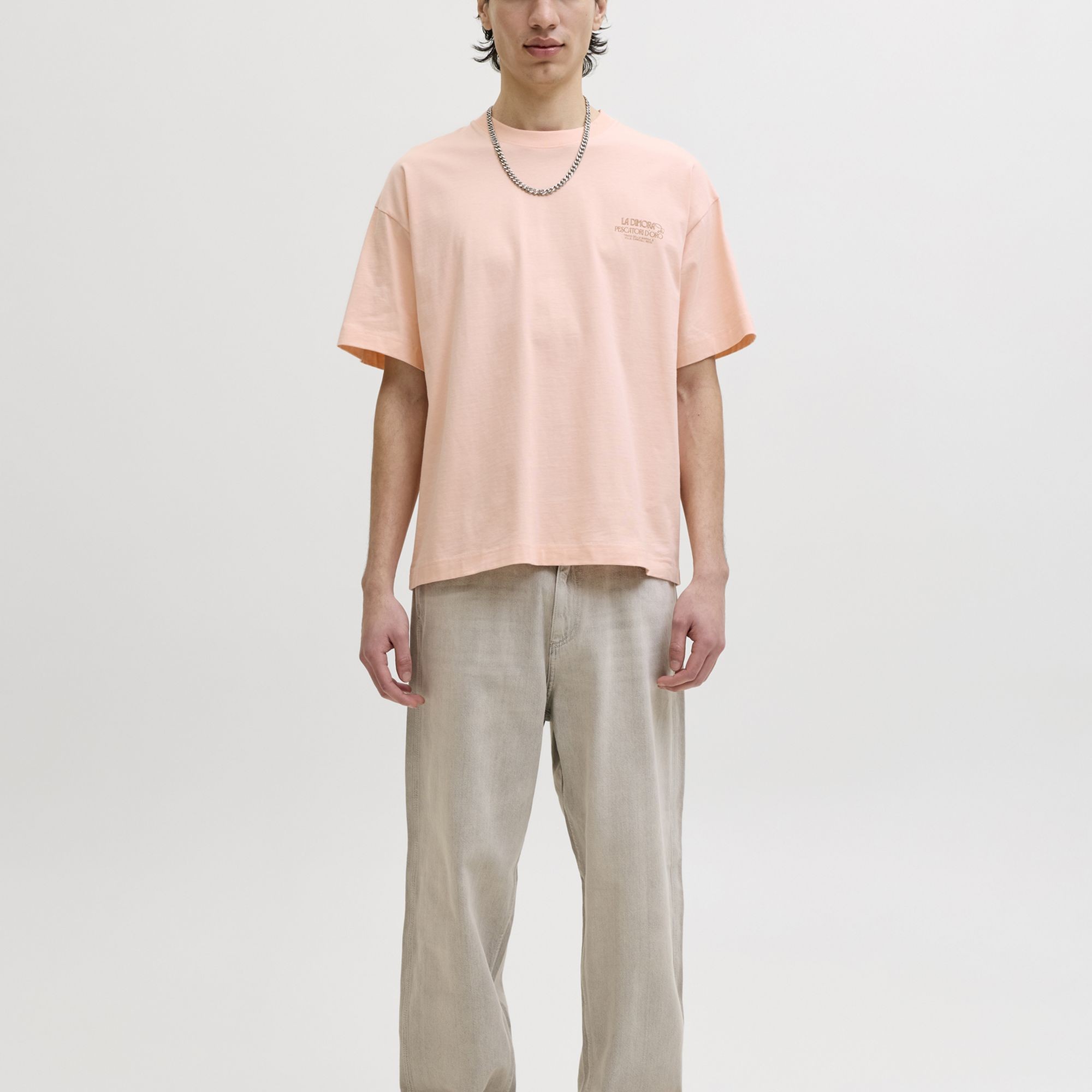 JACK & JONES Marškinėliai vyrams, Rožinė, Coted azur mono back 6