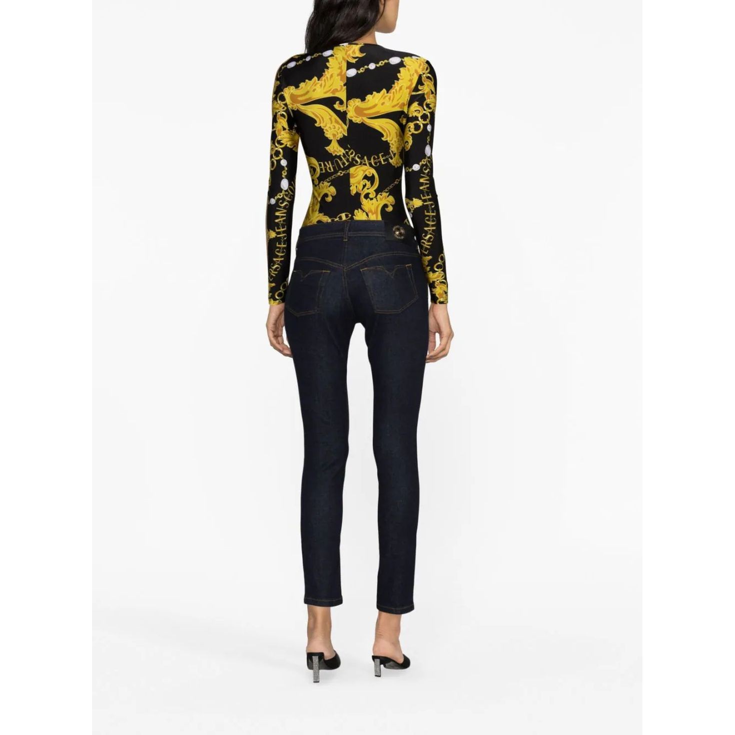 VERSACE JEANS CUTURE Bodis moterims, Juoda, Chain couture top 3