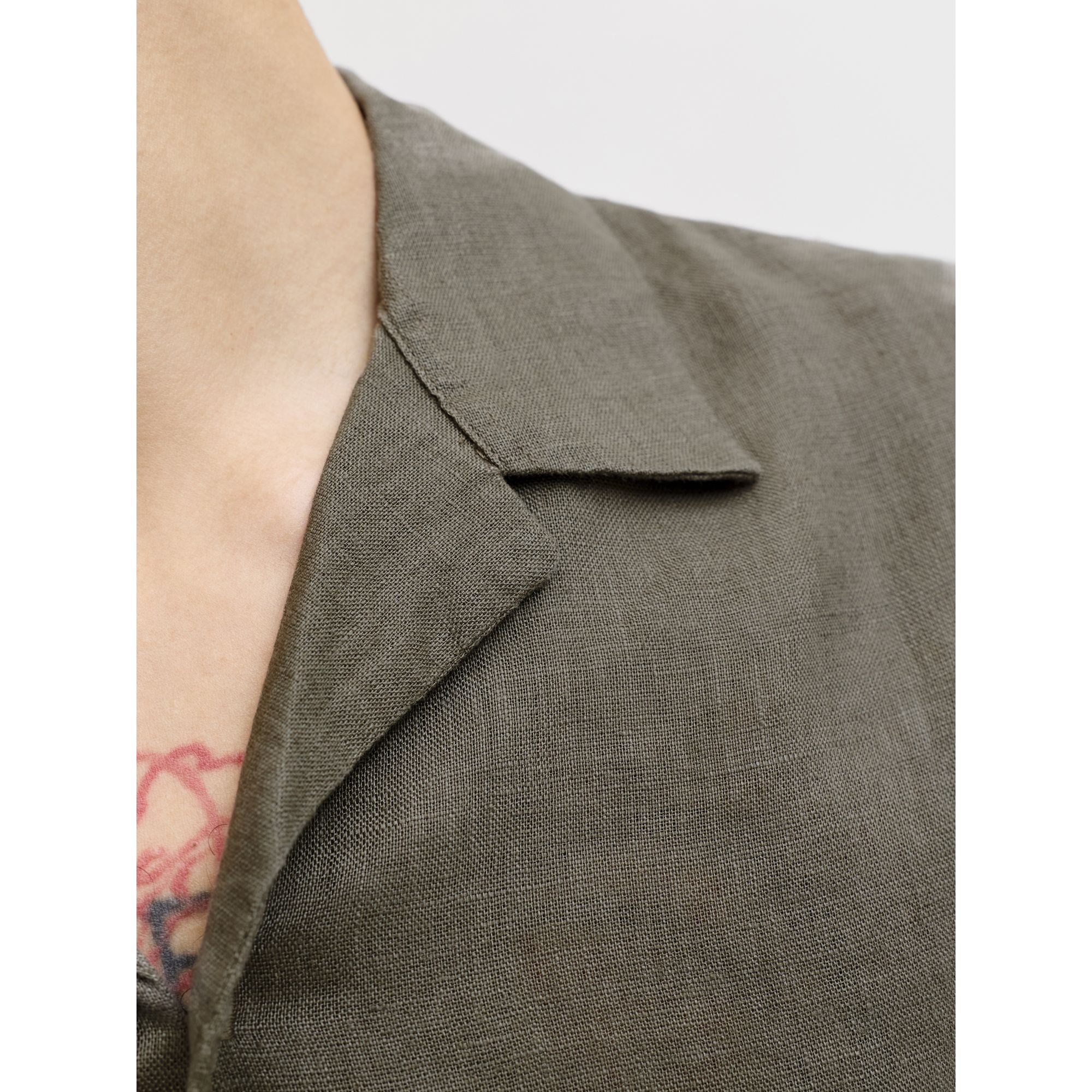 JACK & JONES Marškiniai trump. rankovėmis vyrams, Chaki, Lawrence linen resort 6