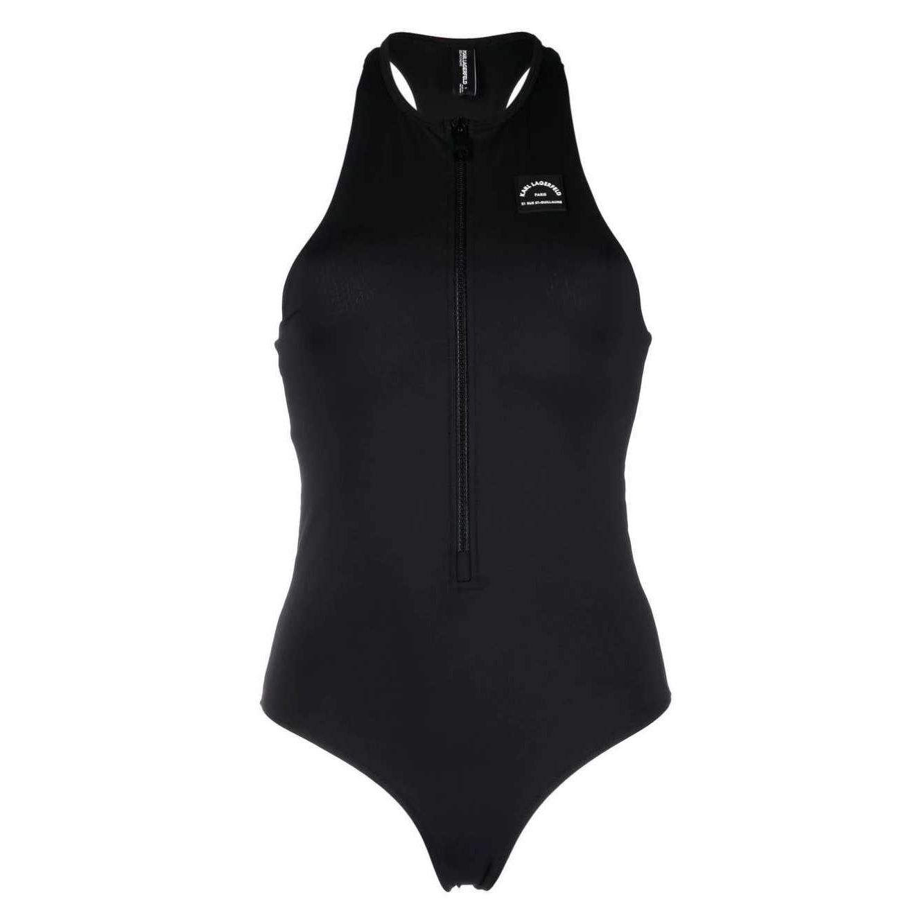 KARL LAGERFELD Maudymosi kostiumėlis moterims, Juoda, Sporty logo swimsuit 1