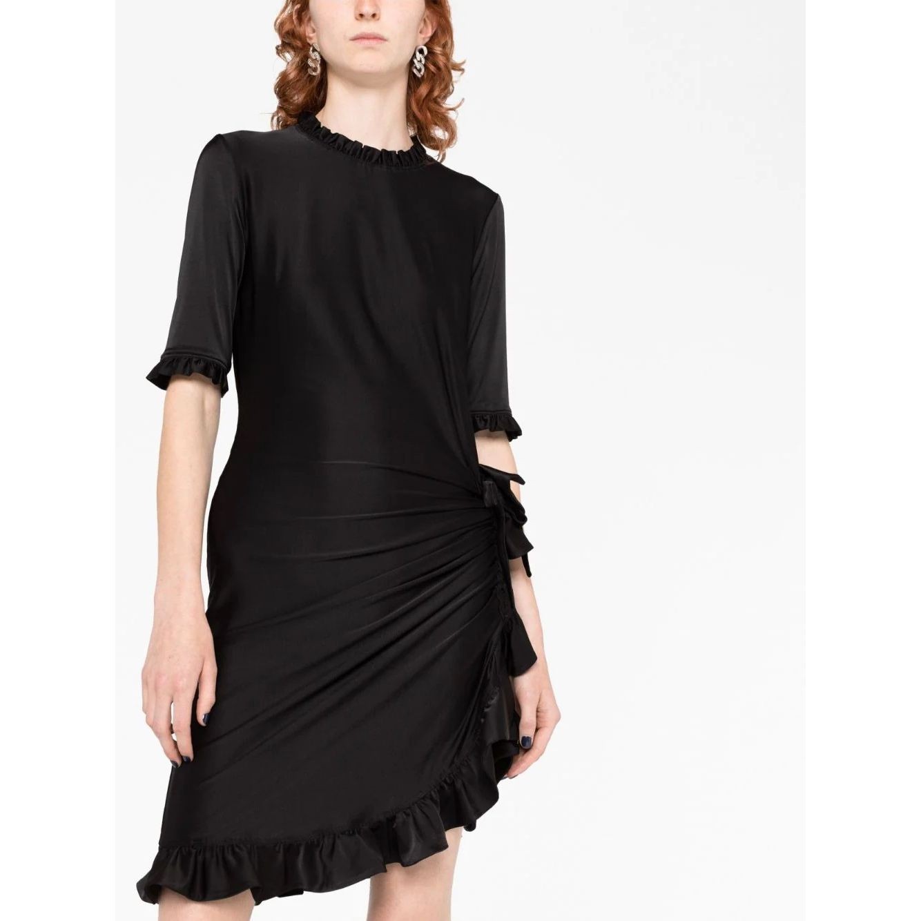 PACO RABANNE Mini suknelė moterims, Juoda, Asymmetric mini dress 4