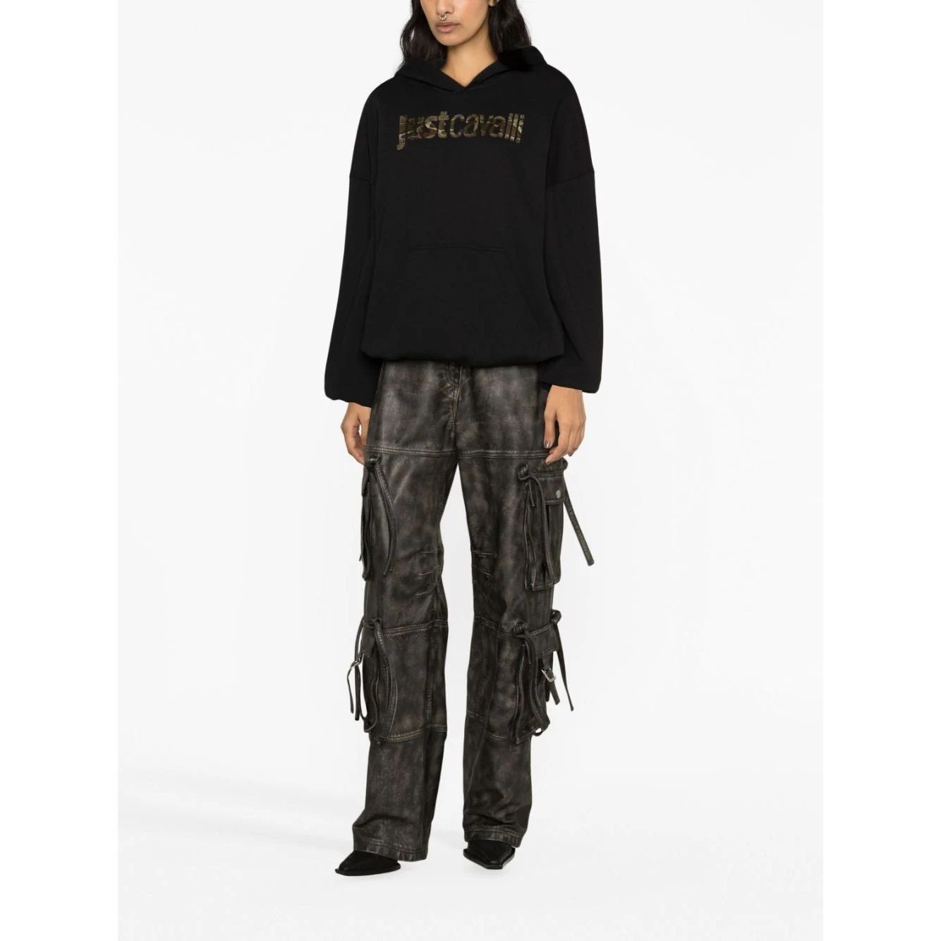 JUST CAVALLI Džemperis moterims, Juoda, Logo sweatshirts 2