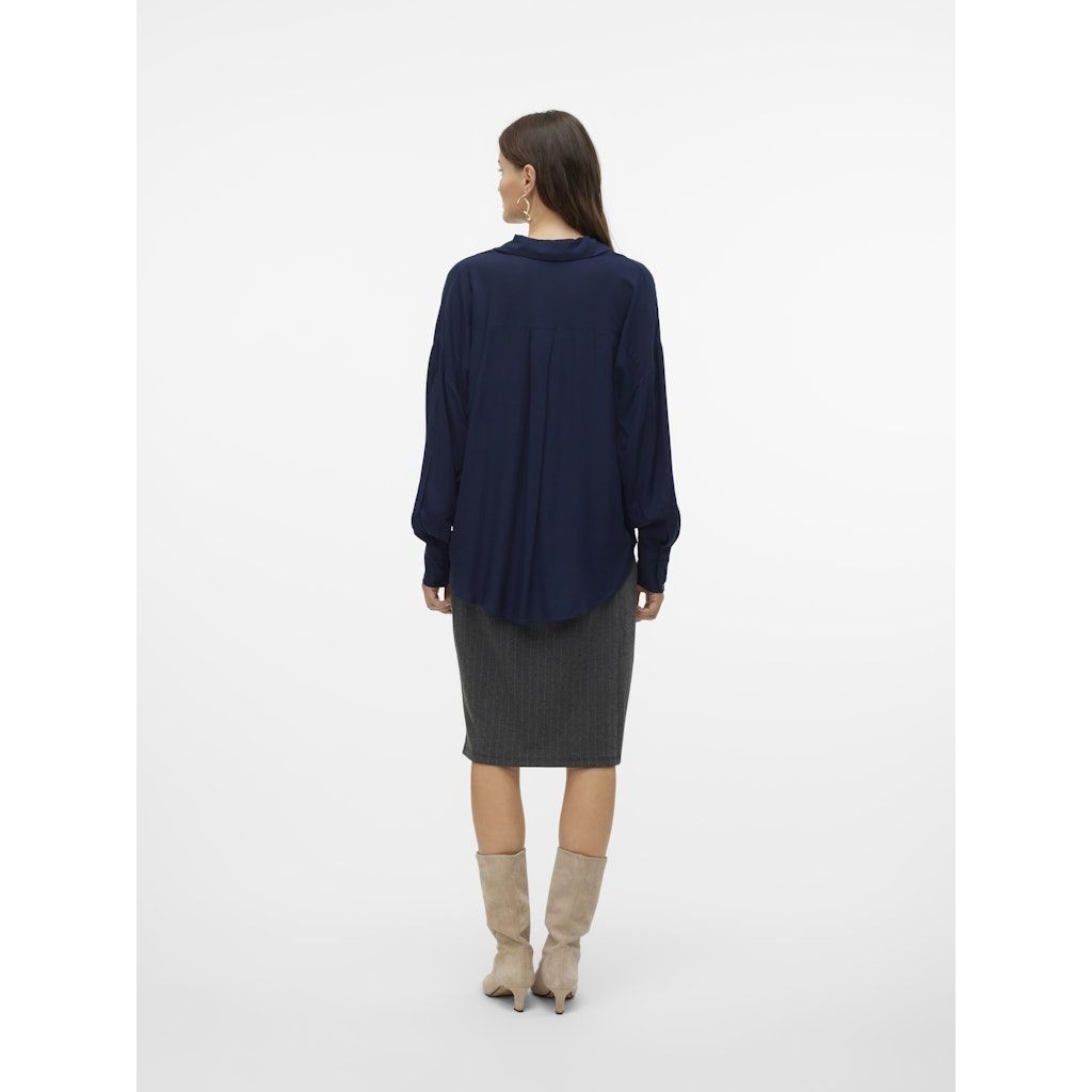 VERO MODA Marškiniai ilgomis rankovėmis moterims, Mėlyna, Bumpy oversize shirt 4