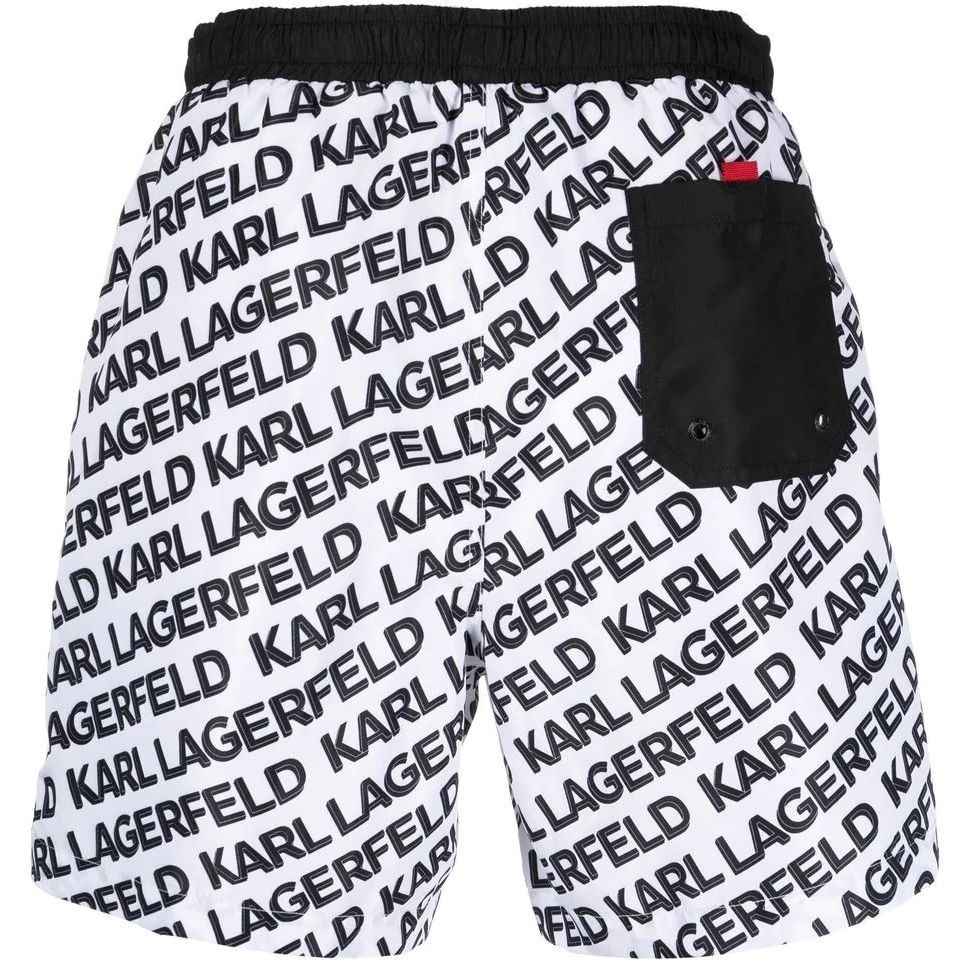 KARL LAGERFELD Apatinė kostiumėlio dalis vyrams, Balta, Diagonal aop med boardshorts 2