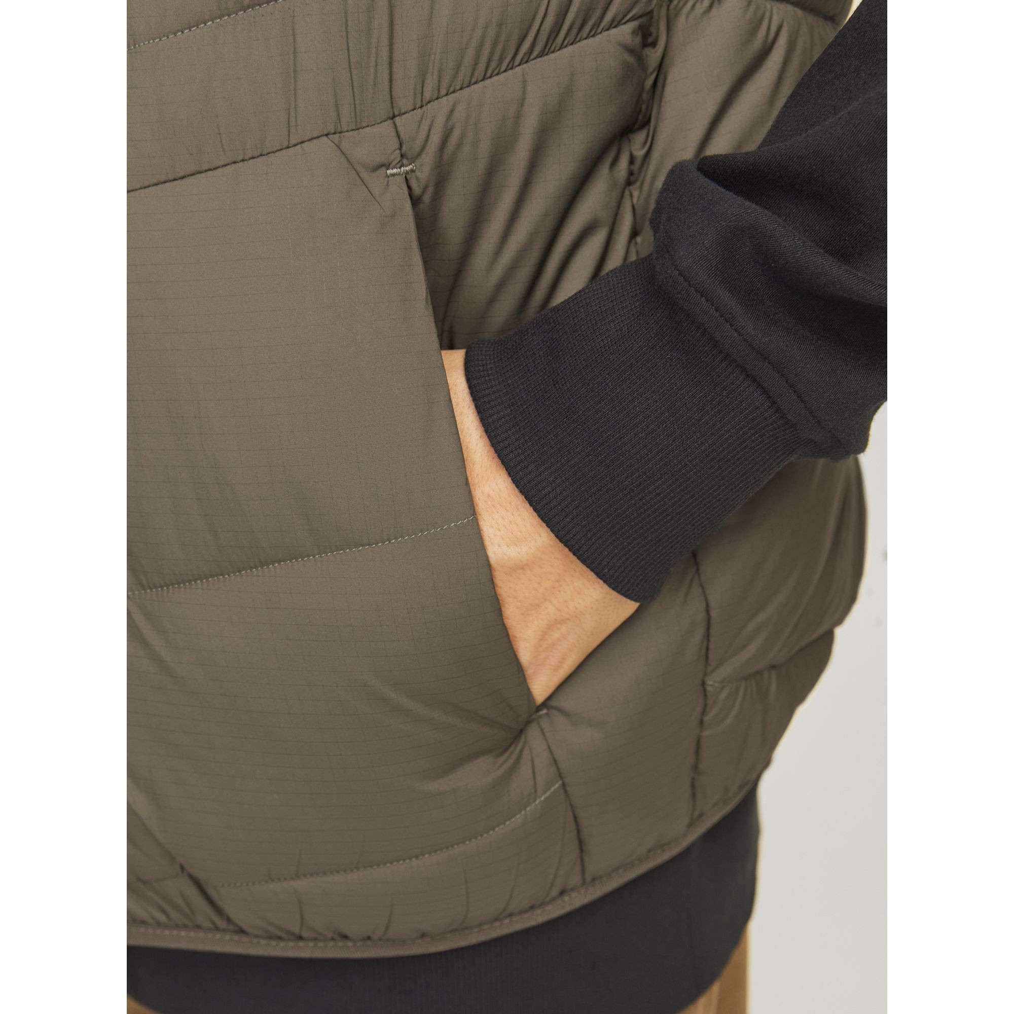 JACK & JONES Pūkinė liemenė vyrams, Chaki, State packable bw collar 5