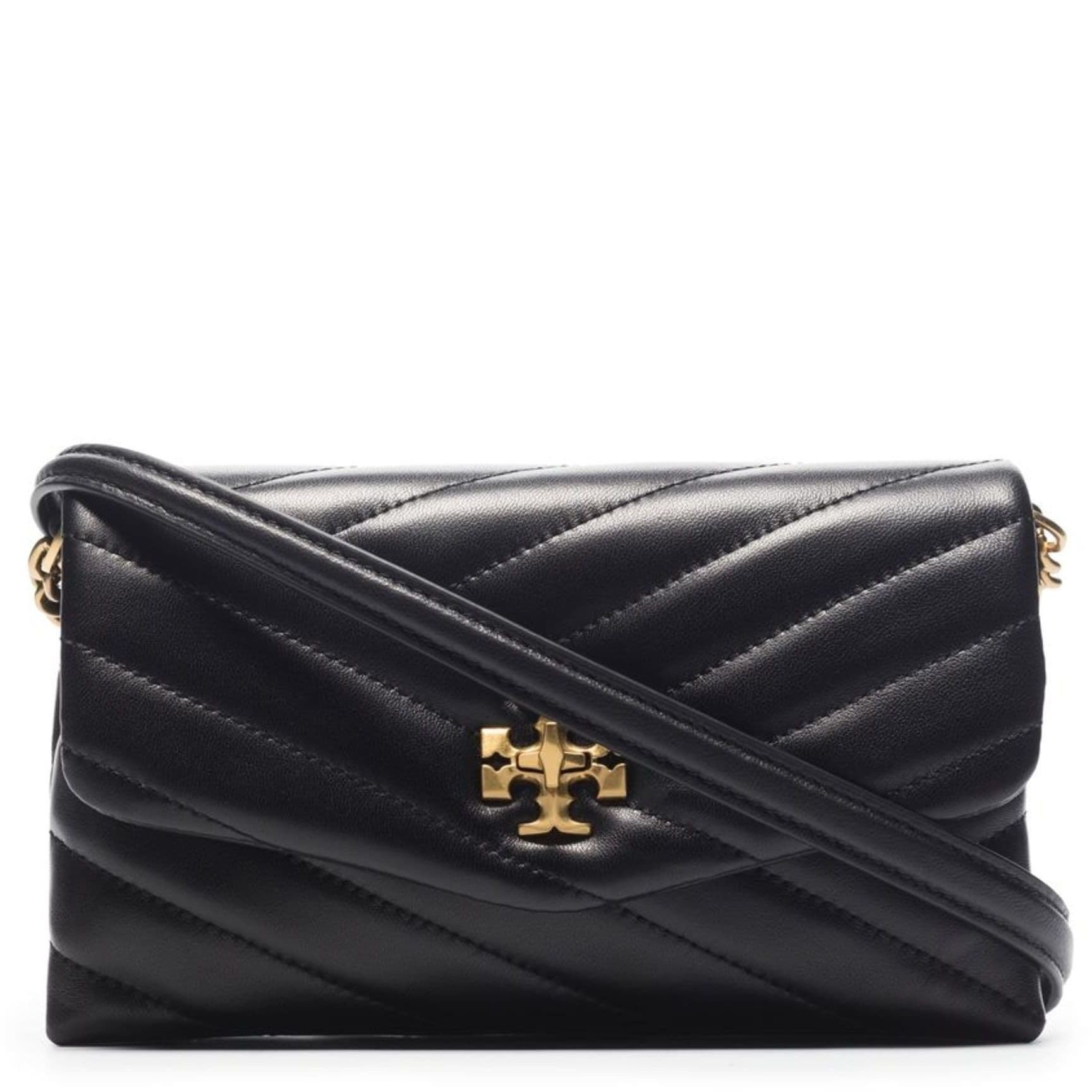 TORY BURCH Piniginė moterims, Juoda, Kira chevron chain wallet 1