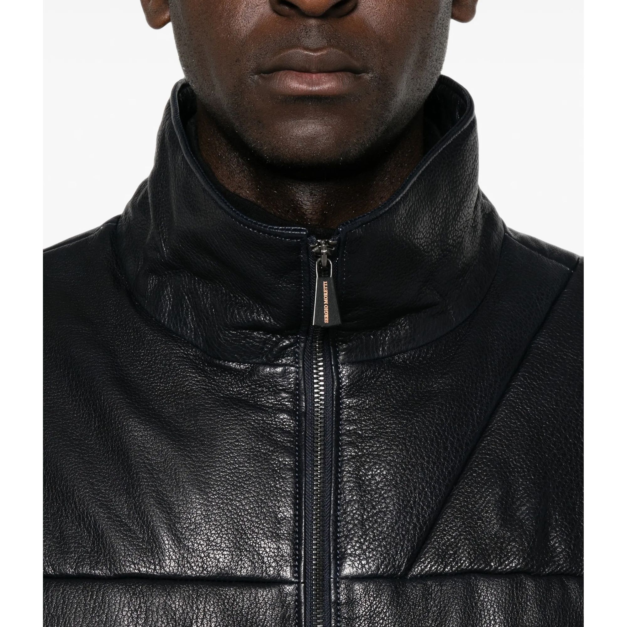 SERGIO MORETTI Odinė striukė vyrams, D.Blue, Leather jacket 4