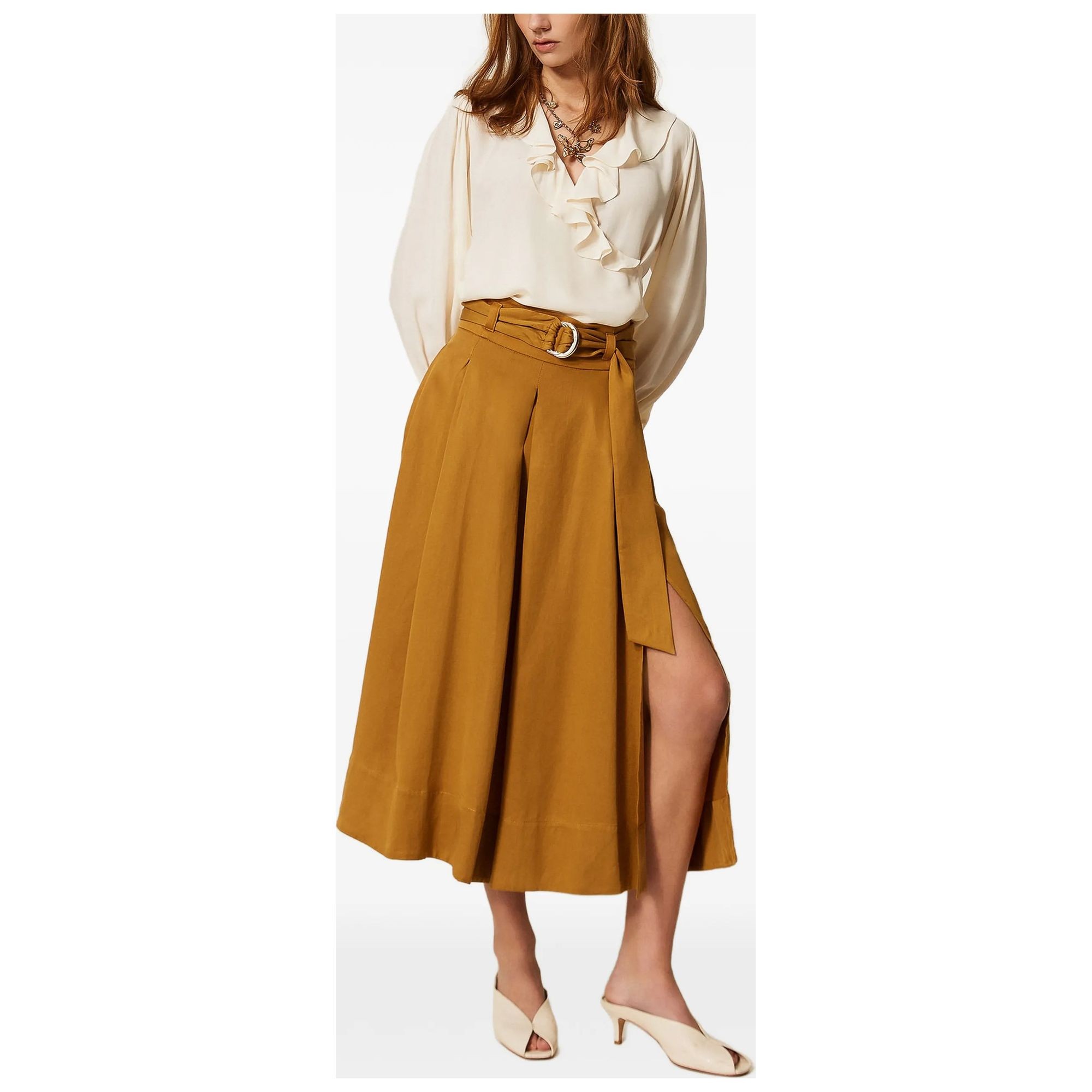 TWINSET Maxi sijonas moterims, Ruda, Long twill skirt 2