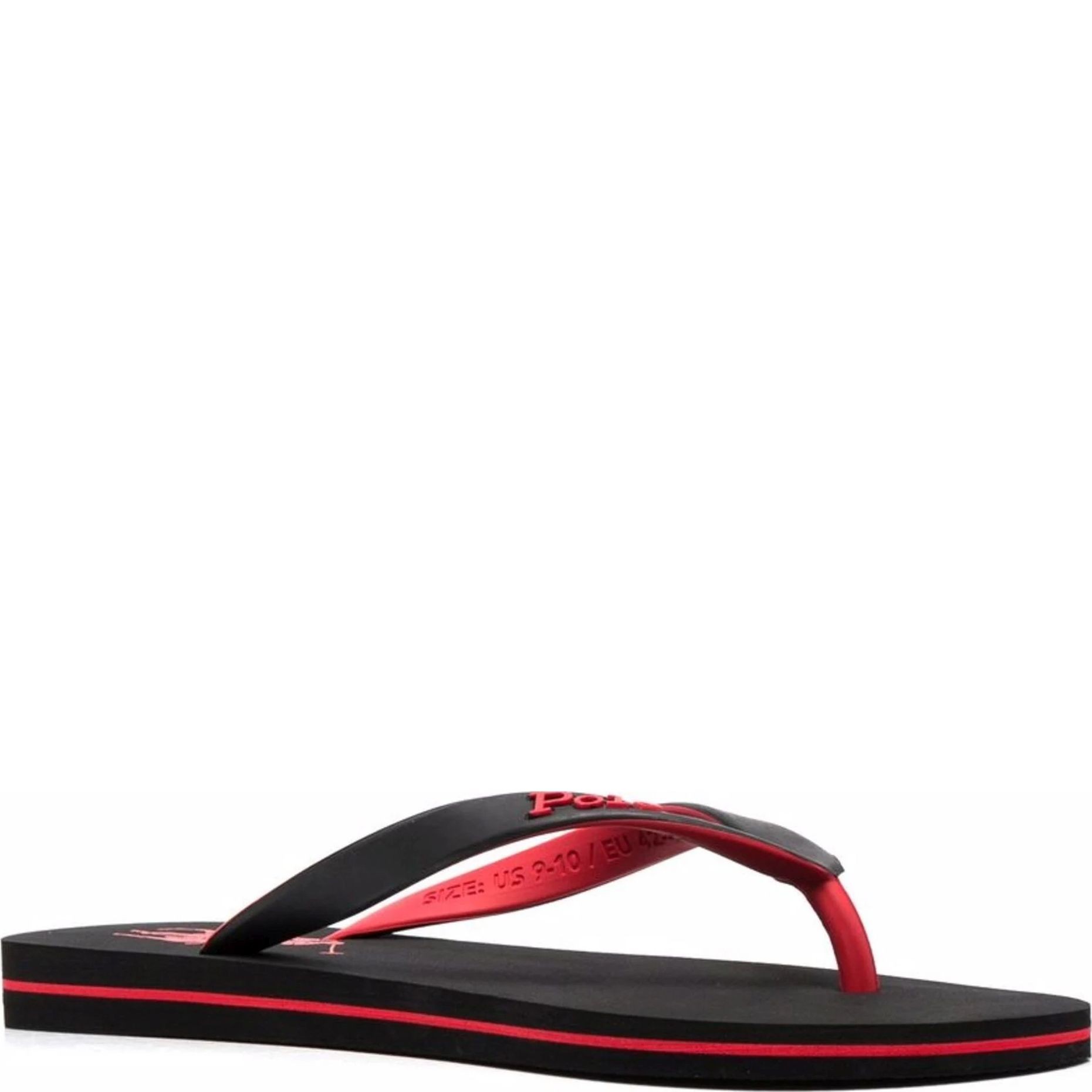 POLO RALPH LAUREN Pliažo šlepetės per pirštą vyrams, Juoda, Patch flip flops 2