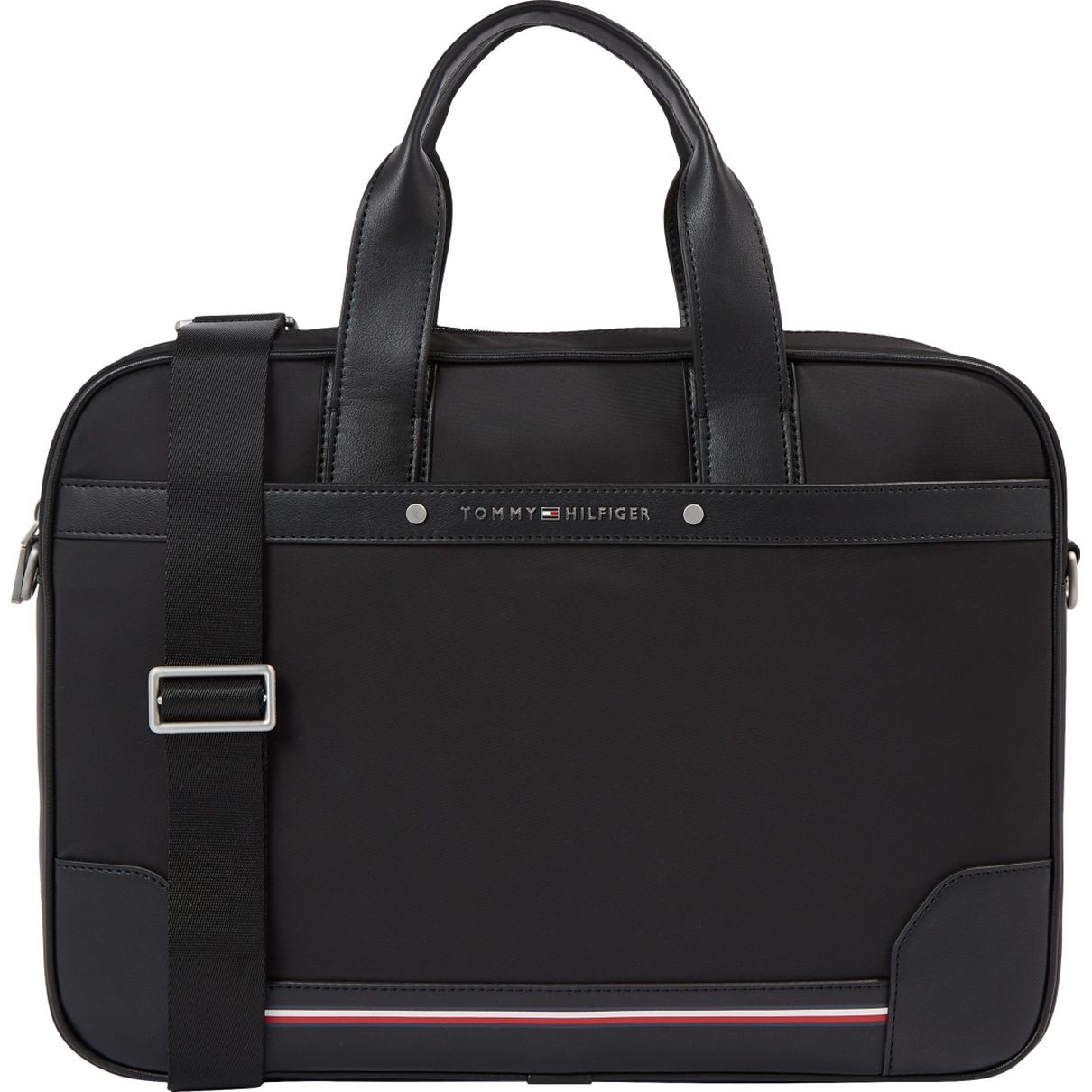 TOMMY HILFIGER Dėklas kompiuteriui vyrams, Juoda, Central repreve computer bag 1