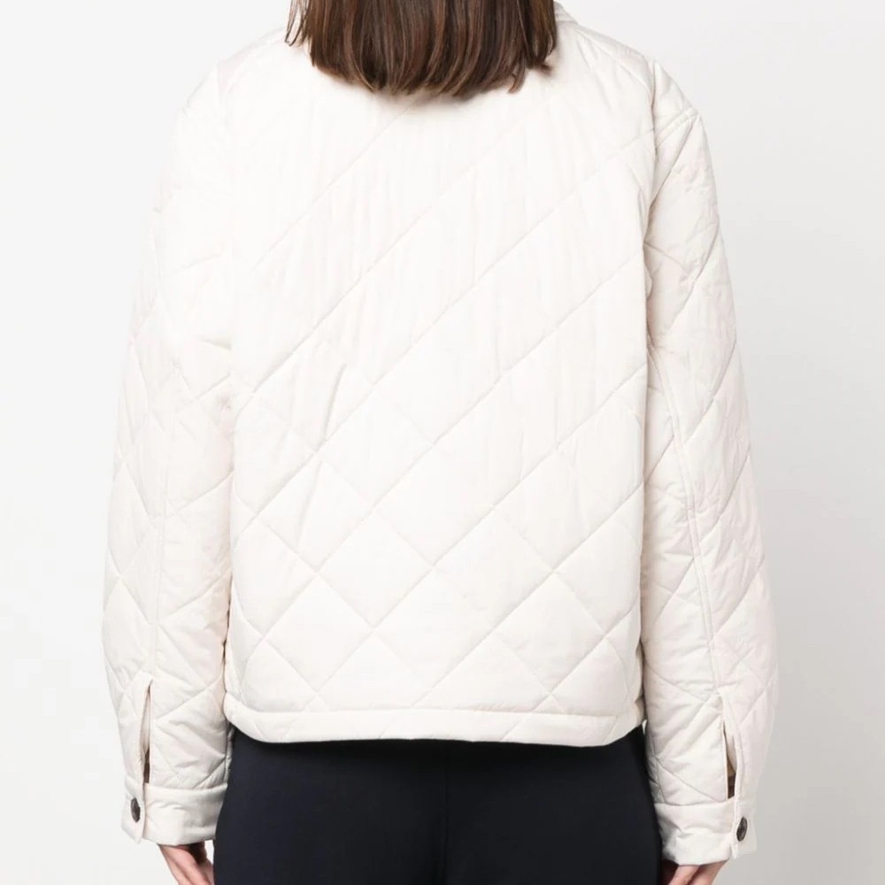 TOMMY HILFIGER Pūkinė striukė moterims, Smėlio, Shirt collar padded quilt jkt 3