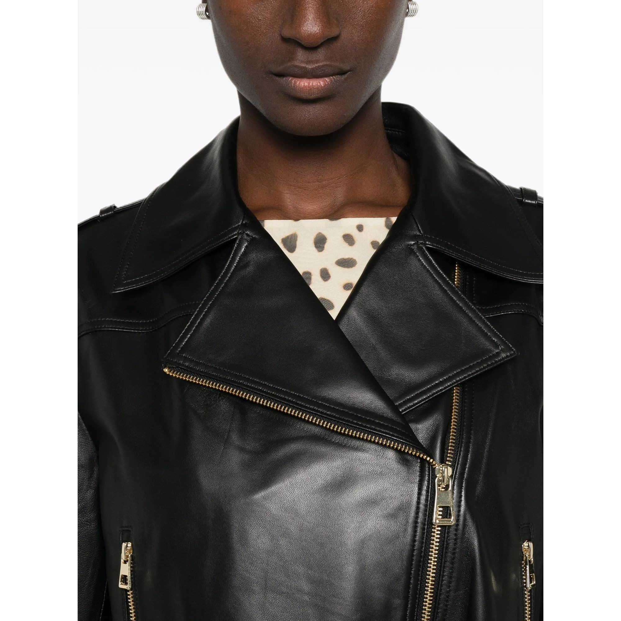 ADRIANNA FERETTI Odinė striukė moterims, Juoda, Leather jacket 5
