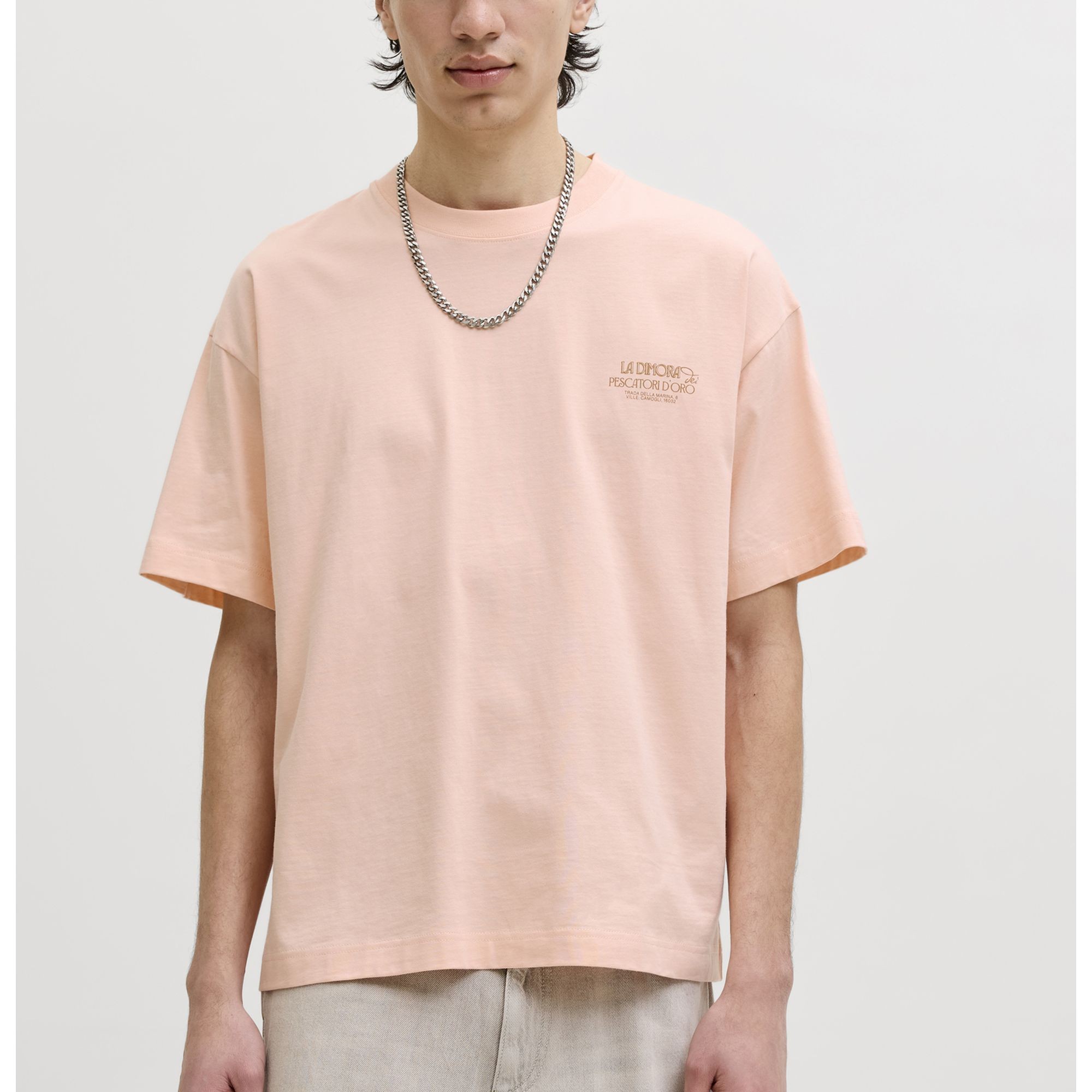 JACK & JONES Marškinėliai vyrams, Rožinė, Coted azur mono back 3