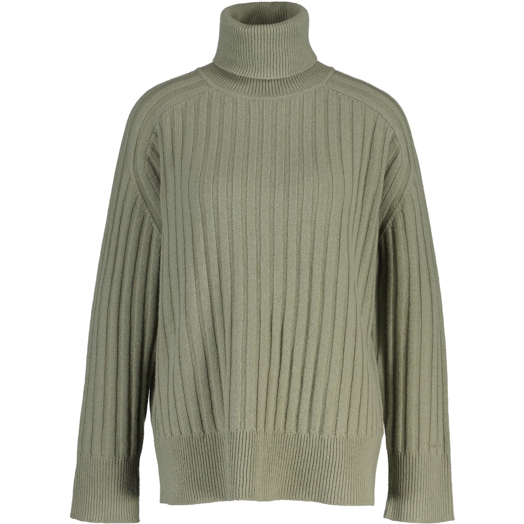 GANT Megztinis su kaklu moterims, Žalia, wool ribbed turtleneck 1