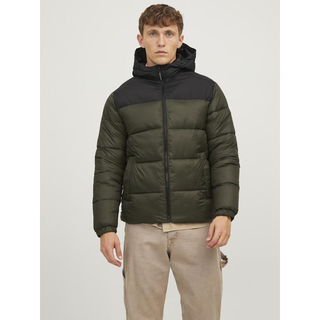 JACK & JONES Striukė vyrams, Žalia, JJETOBY PUFFER HOOD 2