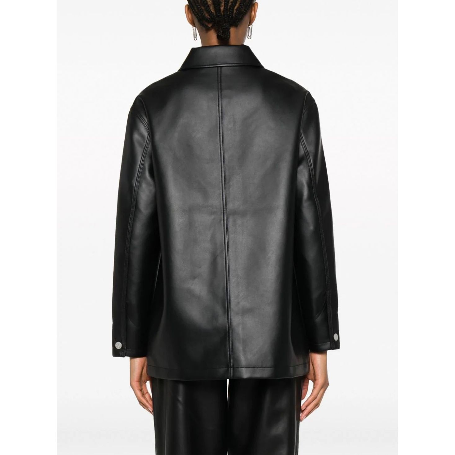 CALVIN KLEIN JEANS Odinis švarkas moterims, Juoda, Faux leather utility jacket 4