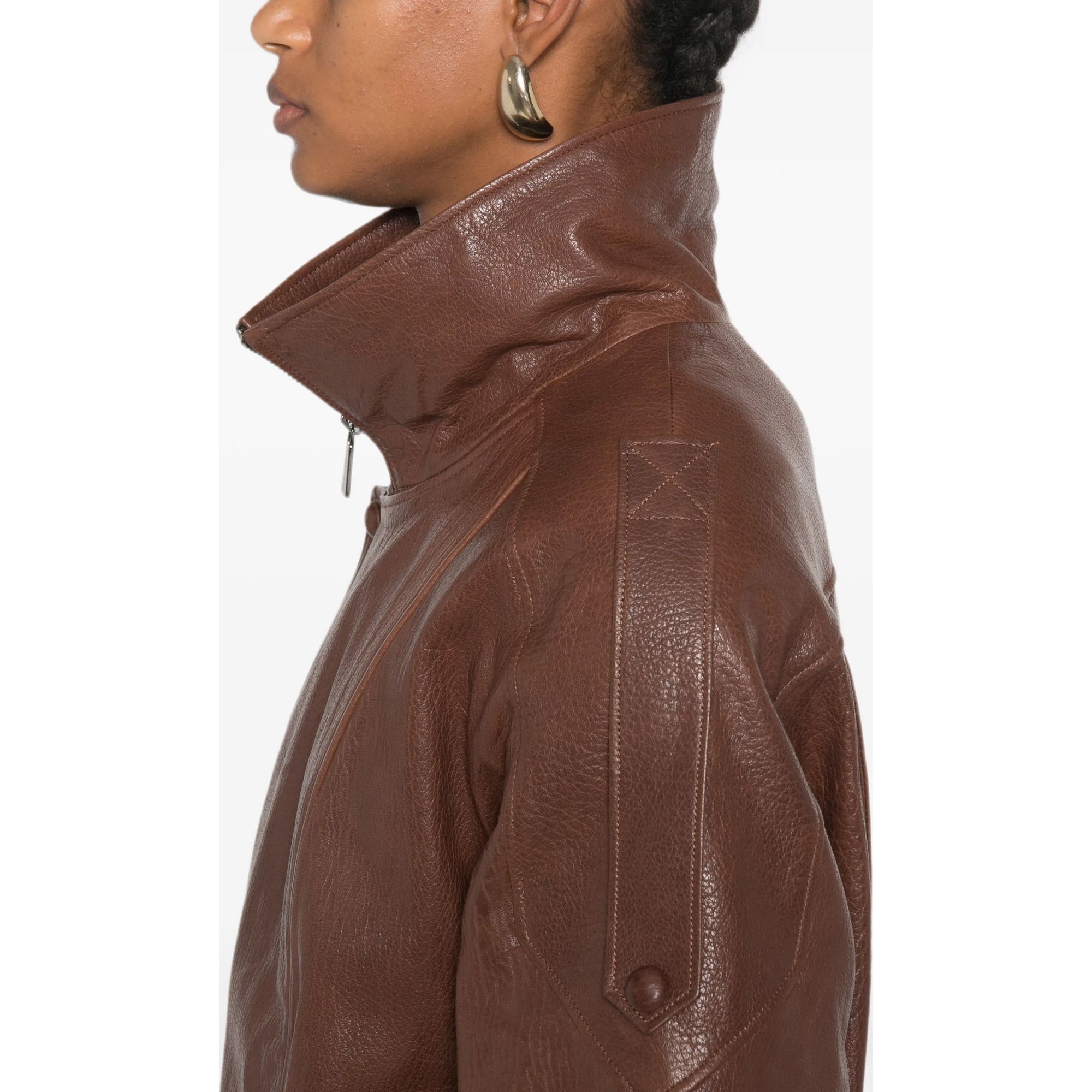 ADRIANNA FERETTI Odinė striukė moterims, Ruda, Leather jacket 5