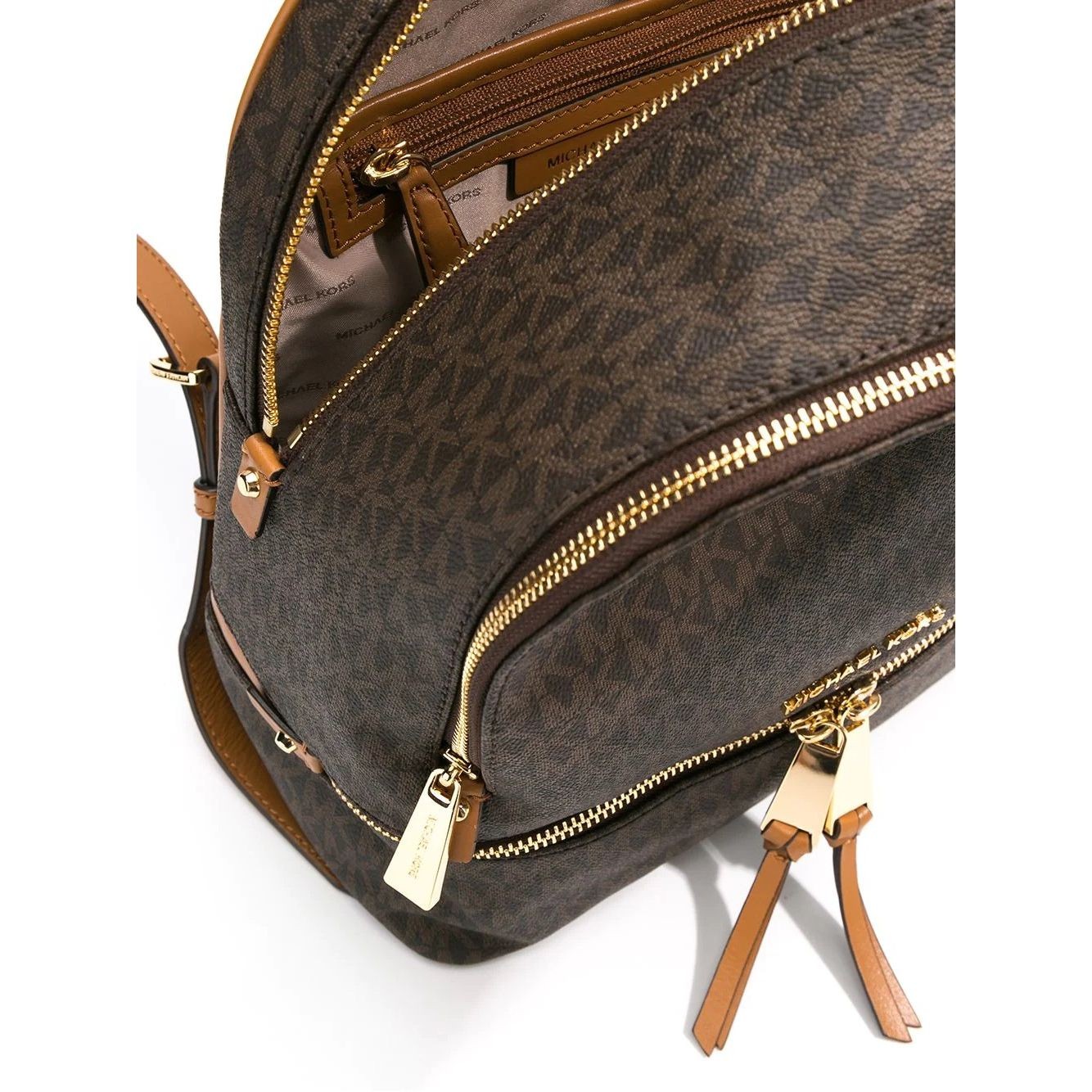 MICHAEL KORS Kuprinė moterims, Ruda, Rhea medium logo backpack 4