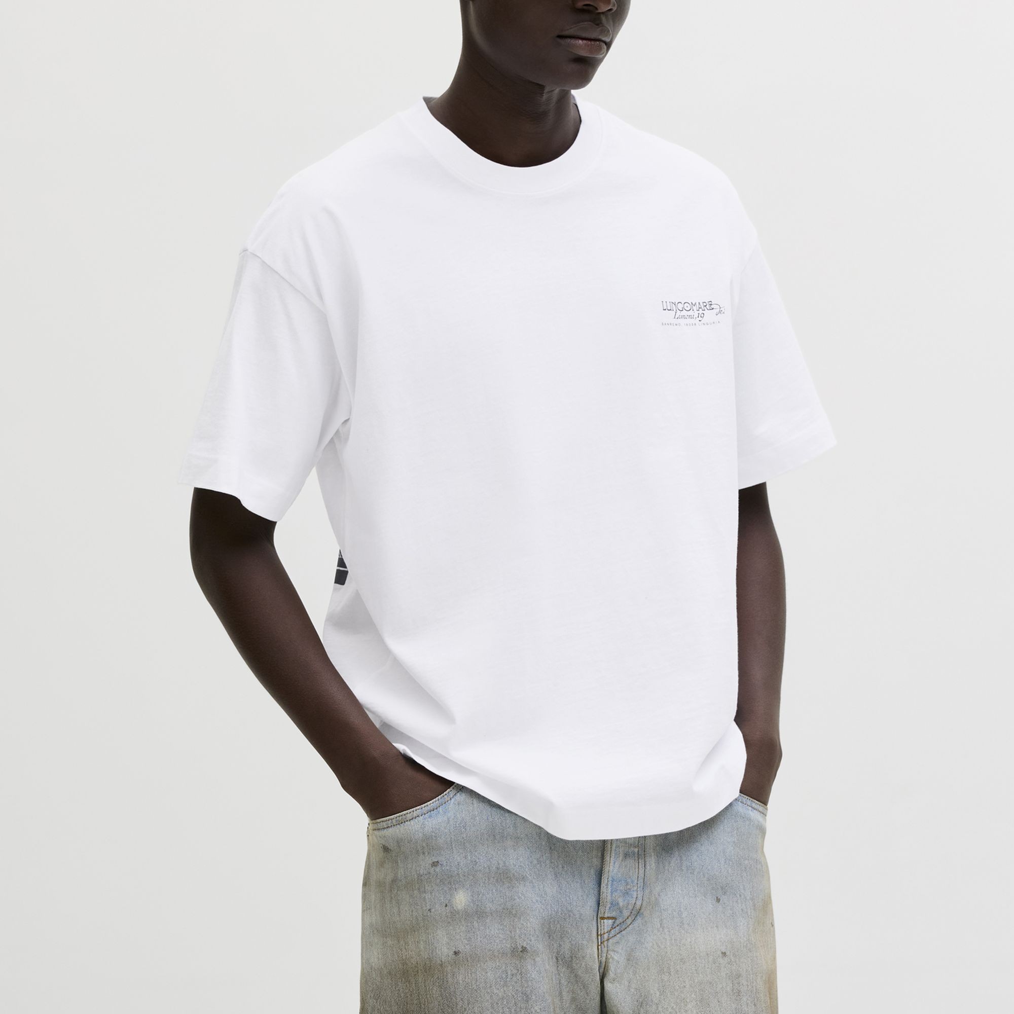 JACK & JONES Marškinėliai vyrams, Balta, Coted azur mono back 3