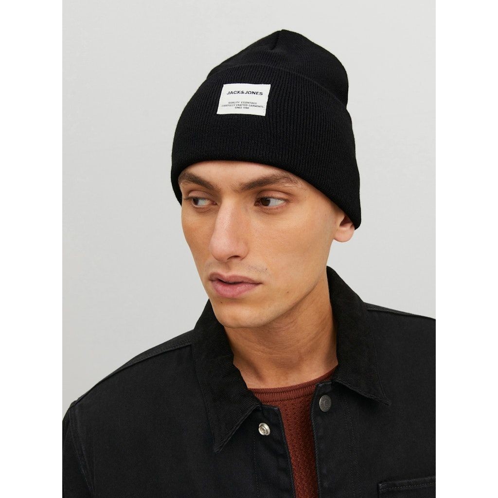 JACK & JONES Skrybėlė vyrams, Juoda, JACLONG KNIT BEANIE 5