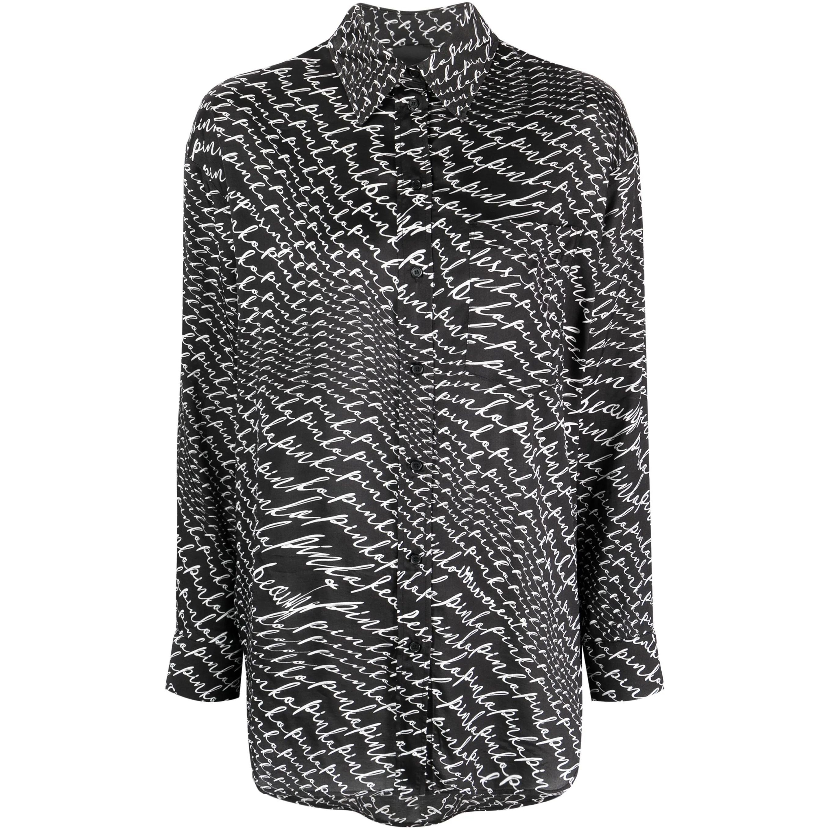 PINKO Marškiniai ilgomis rankovėmis moterims, Juoda, Cricchetto shirt 1