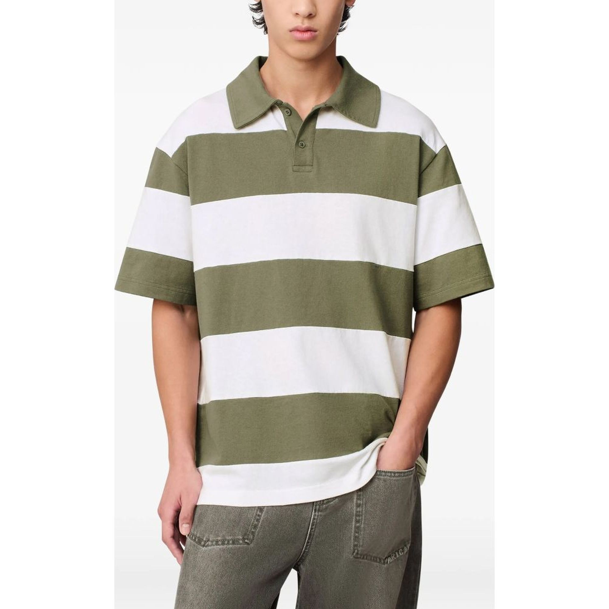 AXEL ARIGATO Polo marškiniai trumpos rank. vyrams, Žalia, Striped polo t-shirt 3