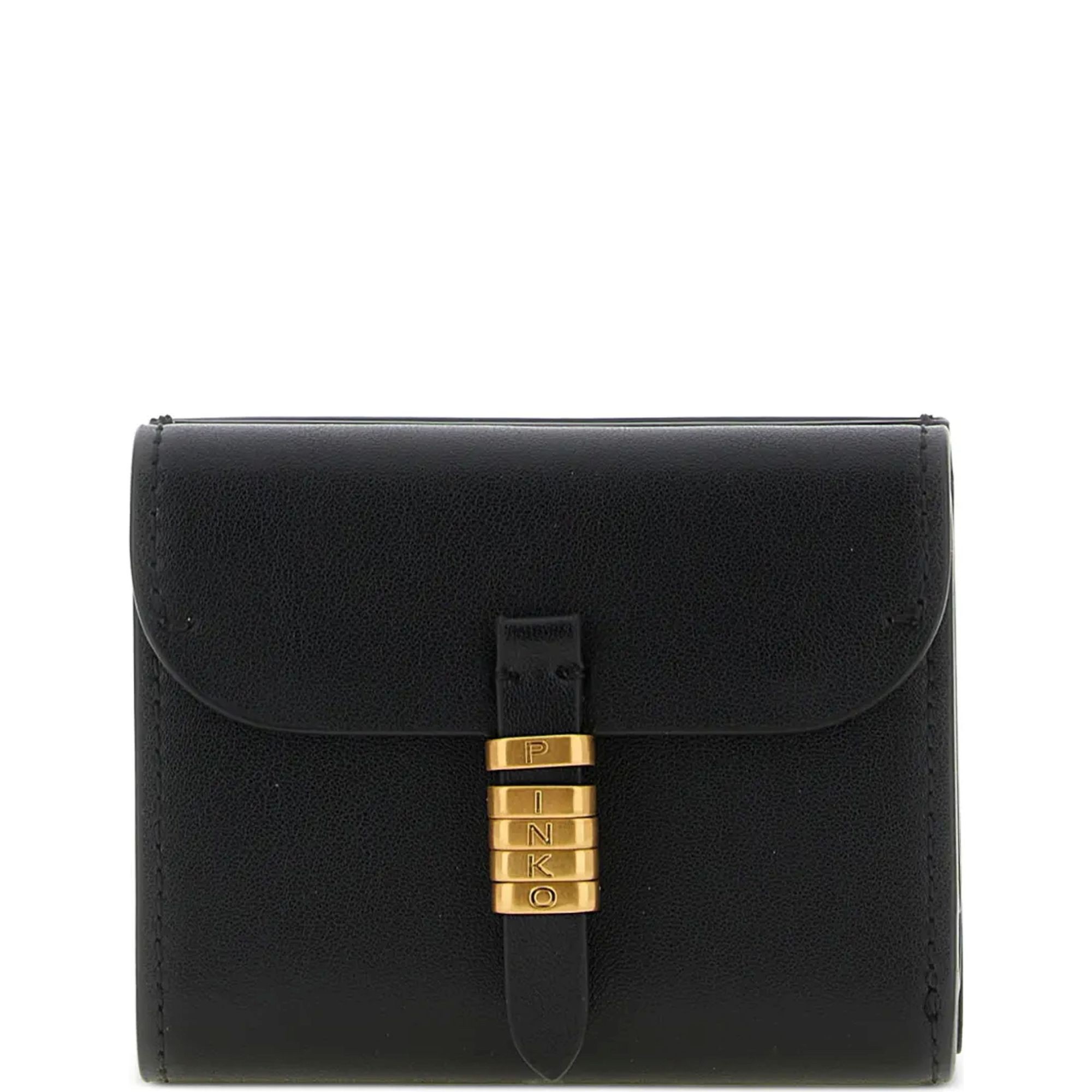 PINKO Piniginė moterims, Juoda, Saddle wallet vitello morbido 1