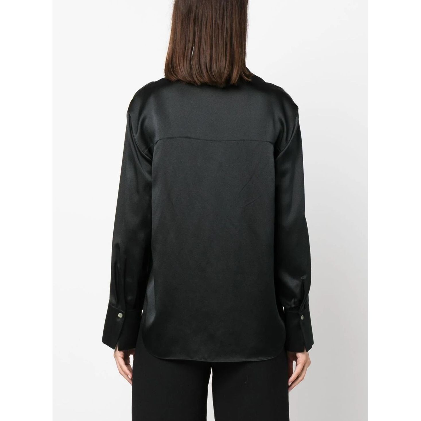 VINCE Palaidinės moterims, Juoda, Long sleeve stand blouse 4