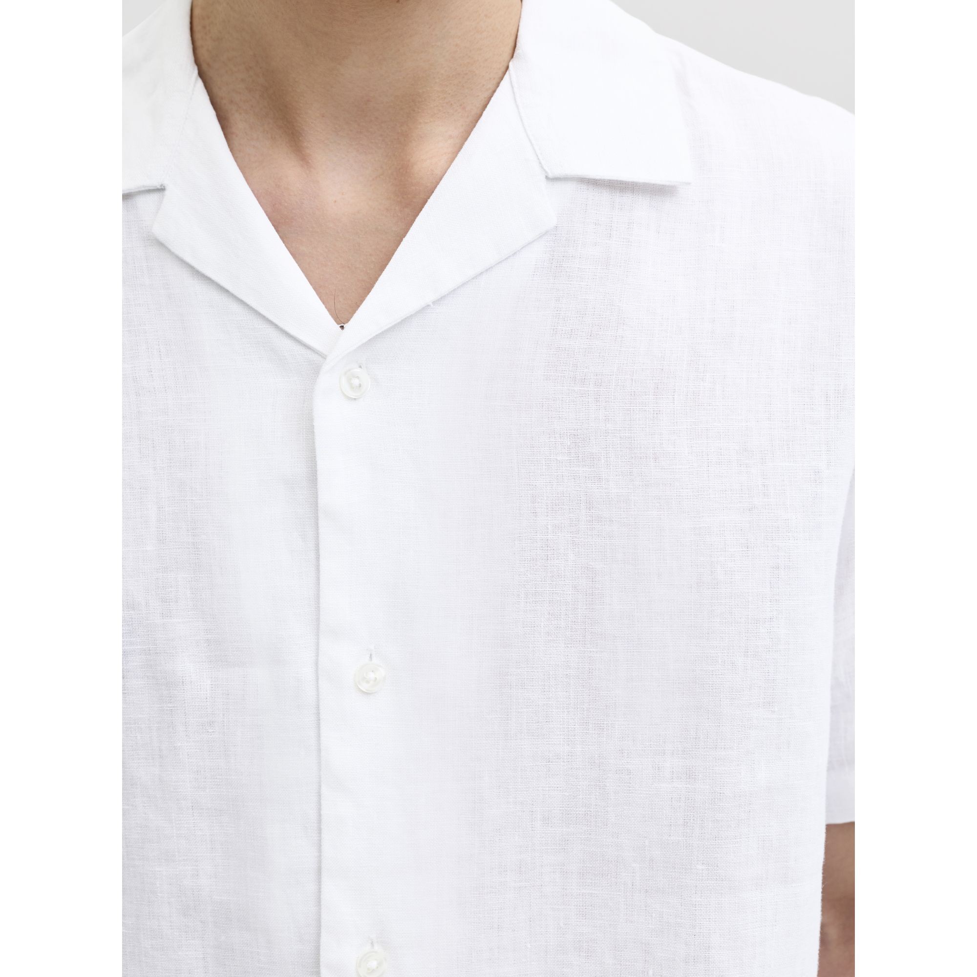 JACK & JONES Marškiniai trump. rankovėmis vyrams, Balta, Lawrence linen resort 3