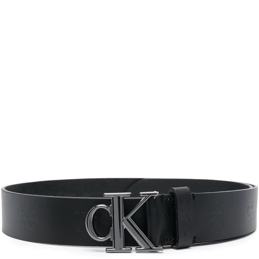CALVIN KLEIN JEANS Diržas vyrams, Juoda, ROUND PLAQUE BELT AOP 35MM 1