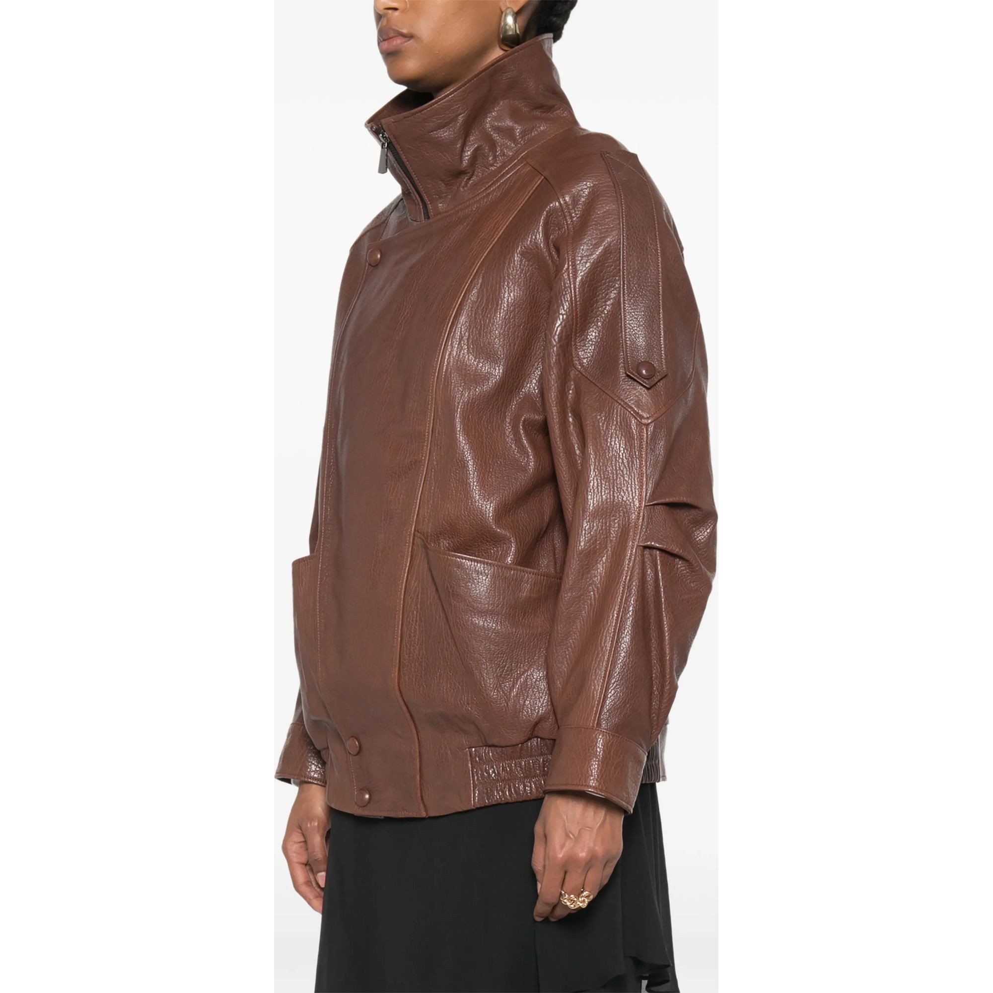 ADRIANNA FERETTI Odinė striukė moterims, Ruda, Leather jacket 3