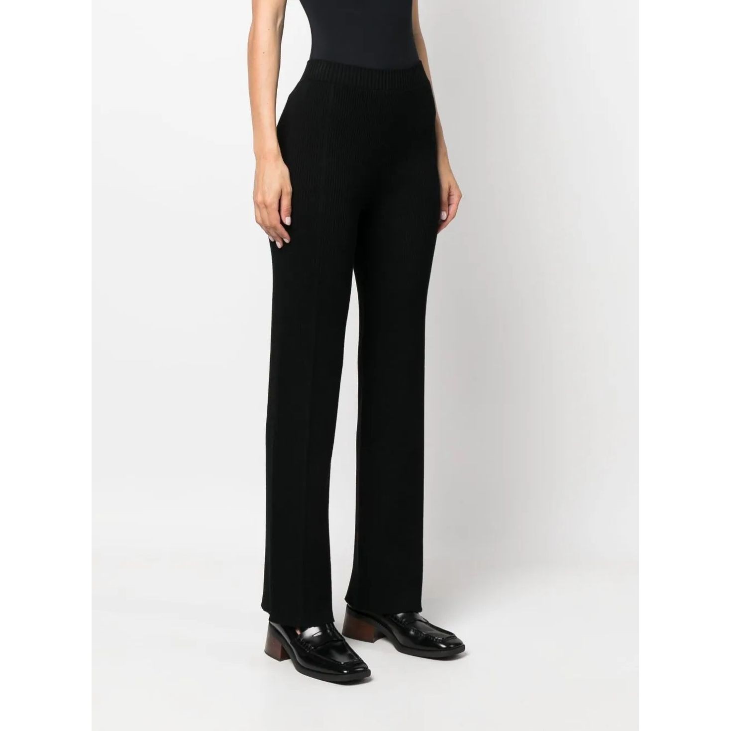 AERON Tiesūs džinsai moterims, Juoda, Ribbed straight pants 2