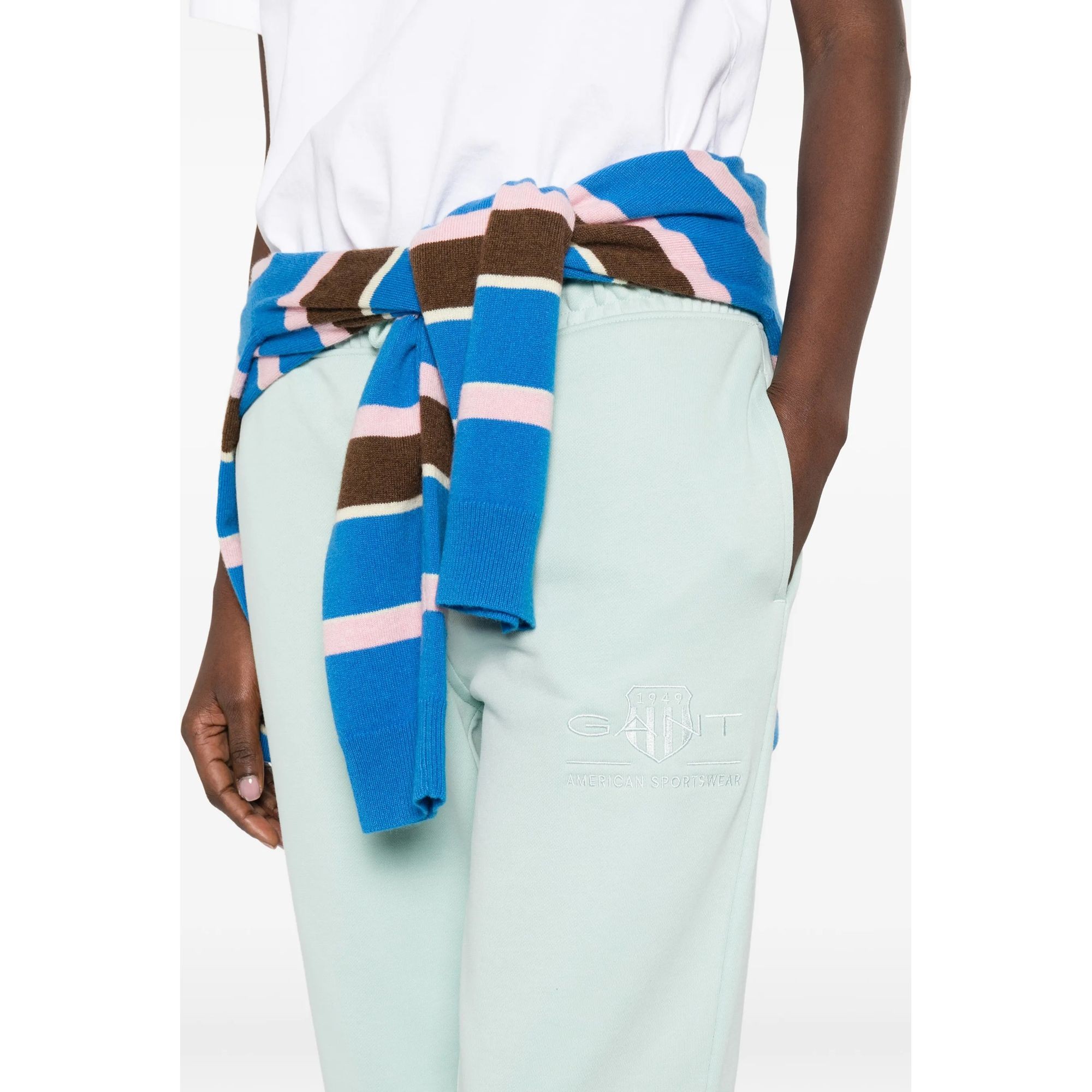 GANT Kelnės moterims, Mėlyna, REG TONAL SHIELD SWEATPANTS 5