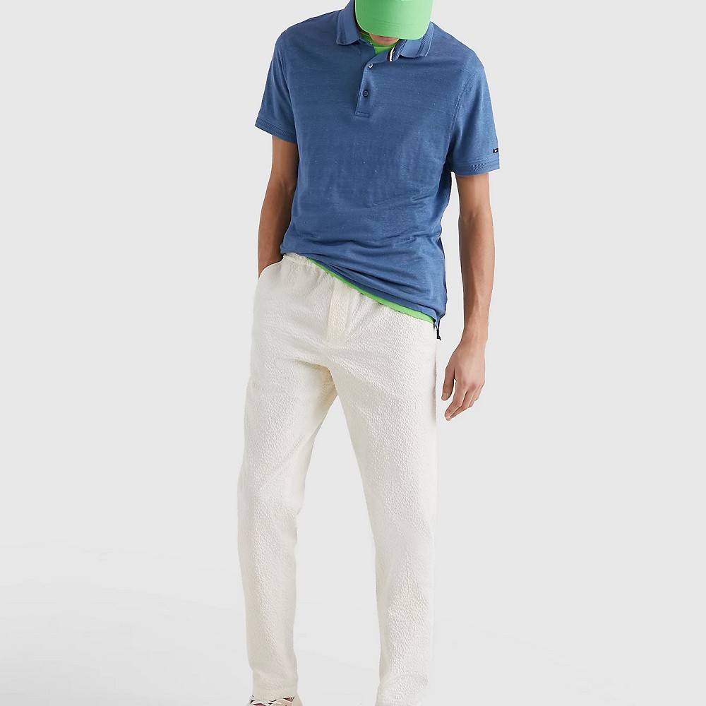 TOMMY HILFIGER Polo marškiniai trumpos rank. vyrams, Mėlyna, Dc premium linen polo 4