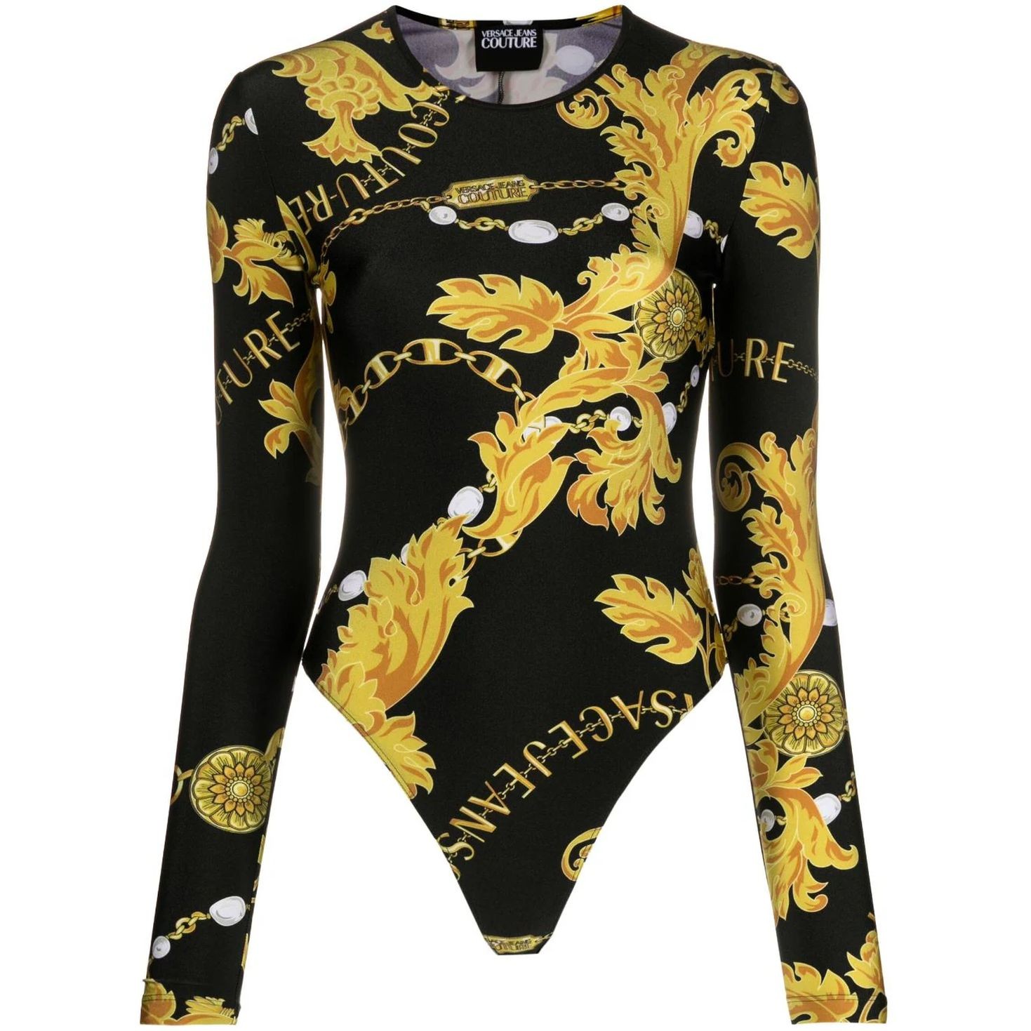 VERSACE JEANS CUTURE Bodis moterims, Juoda, Chain couture top 1