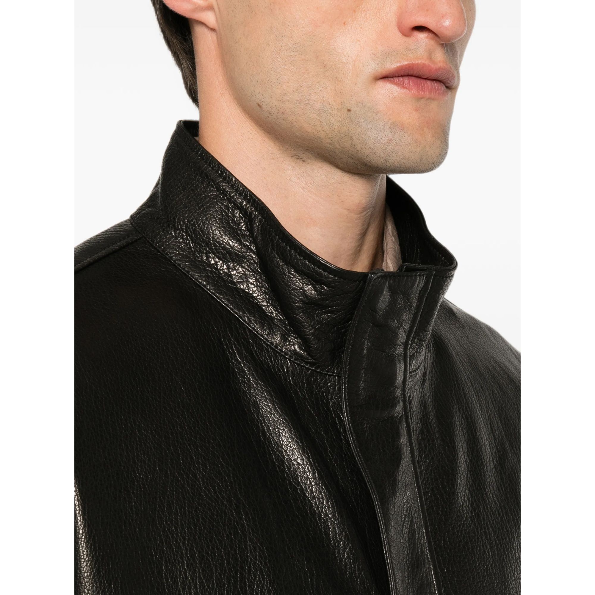 SERGIO MORETTI Odinė striukė vyrams, Juoda, Leather jacket 5