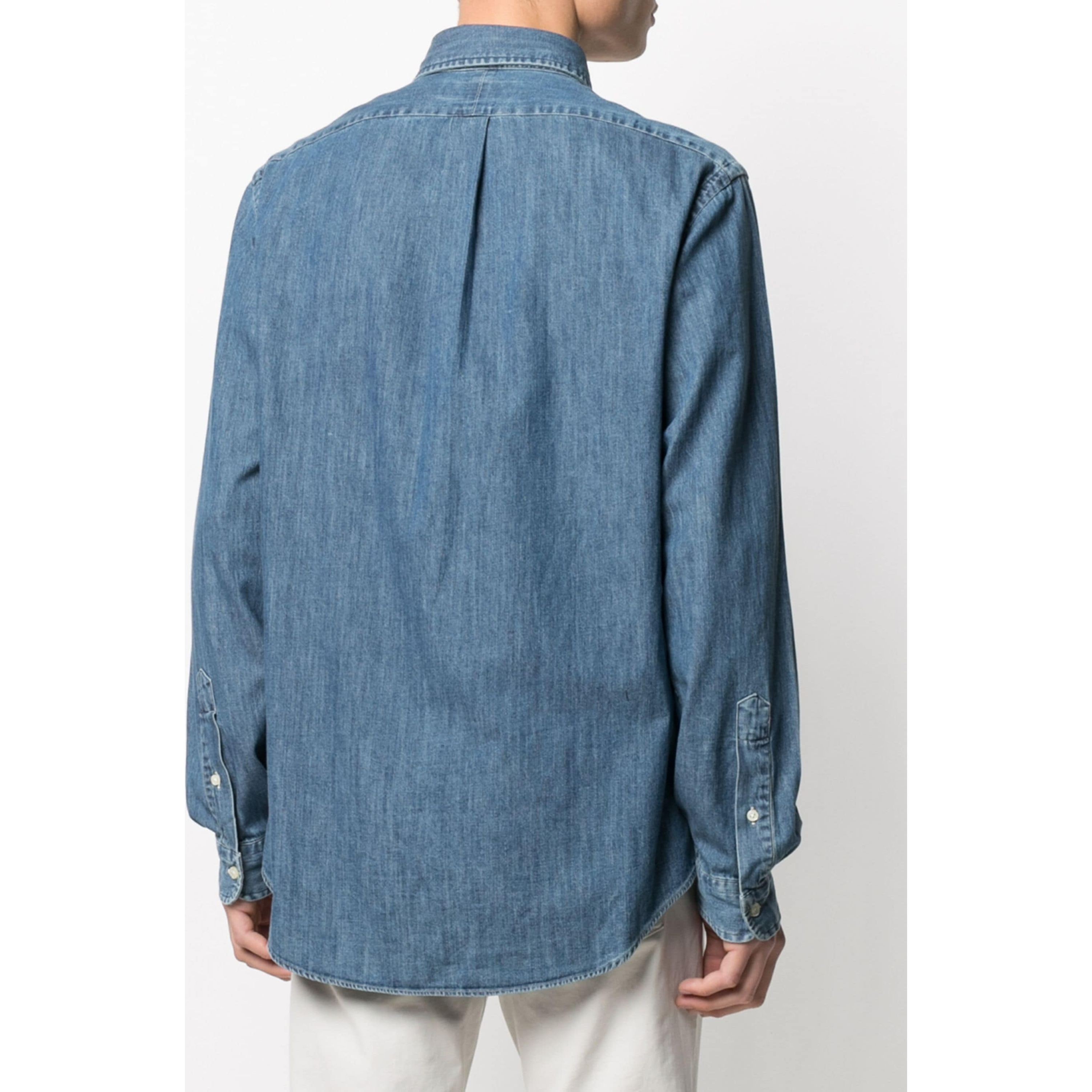 POLO RALPH LAUREN Marškiniai ilgomis rankovėmis vyrams, Mėlyna, Custom fit denim shirt 2