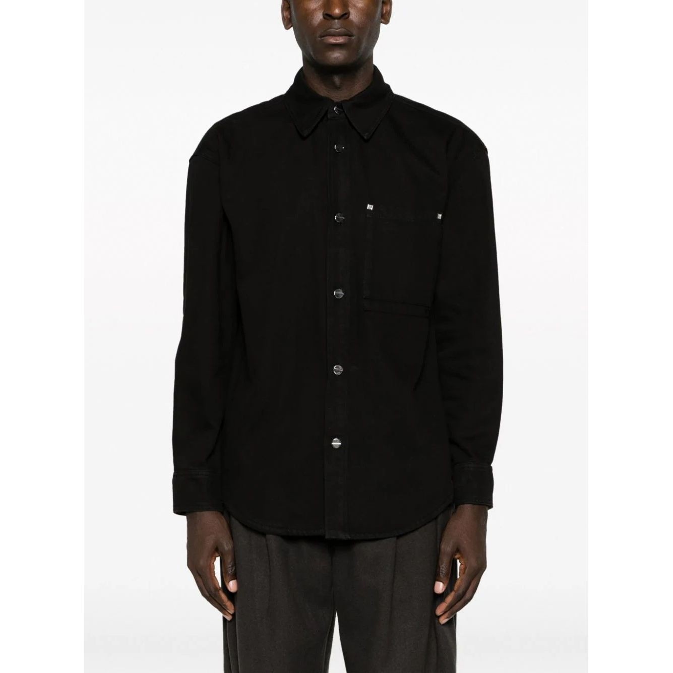 WOOYOUNGMI Marškiniai ilgomis rankovėmis vyrams, Juoda, Mens shirt 2