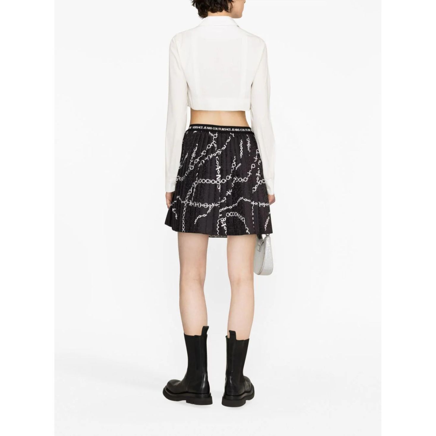 VERSACE JEANS CUTURE Mini sijonas moterims, Juoda, Mini skirt 4