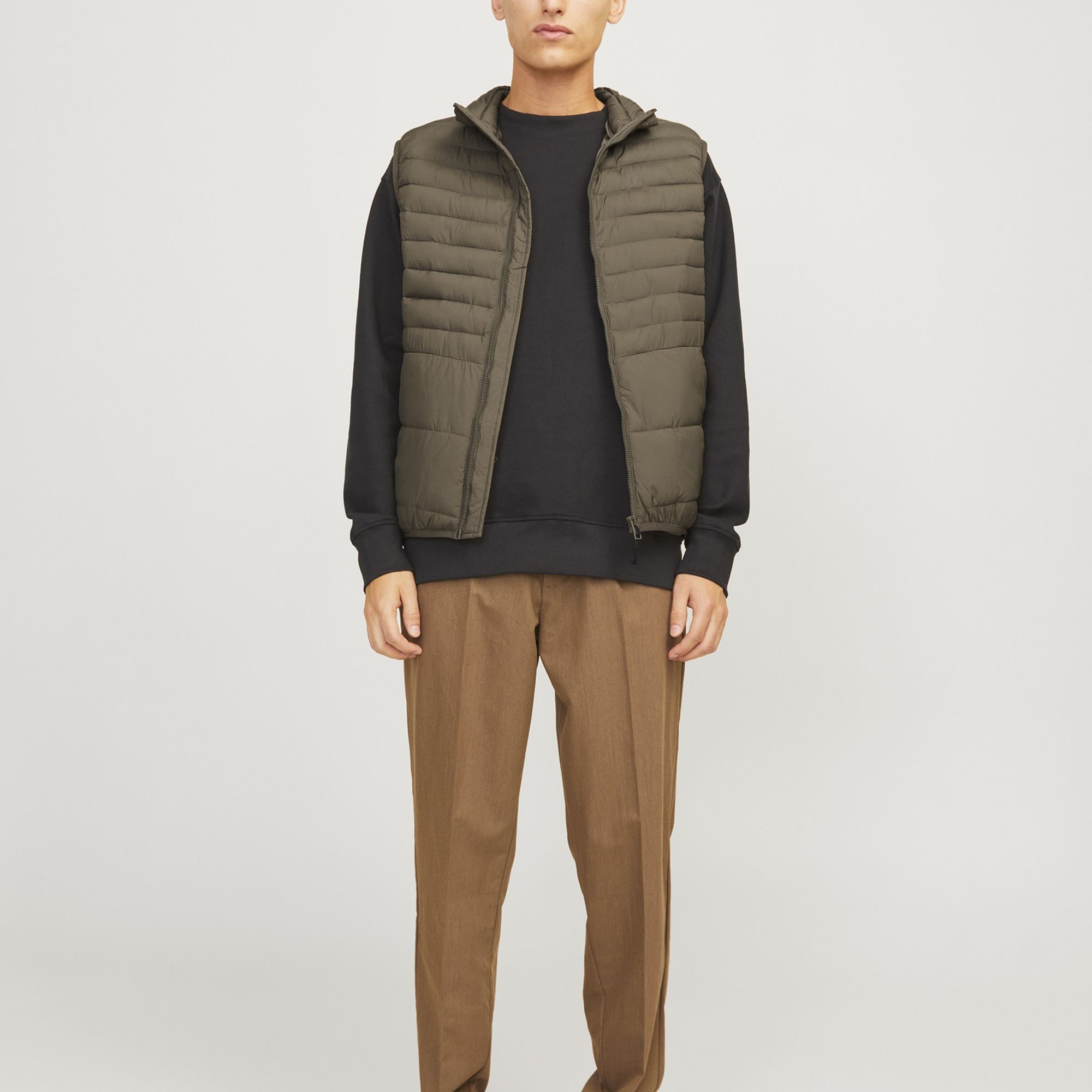 JACK & JONES Pūkinė liemenė vyrams, Chaki, State packable bw collar 4